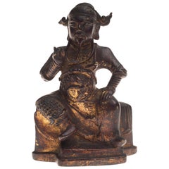 Oriental Divinity, Bronze Sculpture, 19th Century