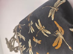 Oriental Dragonfly Mobile Phone Silk Embroidery Clip Closure Sling Bag