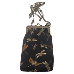Oriental Dragonfly Mobile Phone Silk Embroidery Clip Closure Sling Bag Oriental Dragonfly Mobile Phone Silk Embroidery Clip Closure Sling Bag