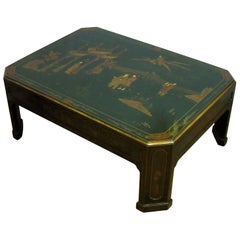 Oriental Emerald Green and Gilt Chinoiserie Coffee Table