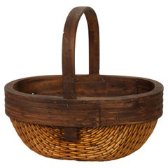Oriental Fisherman Basket with Large Wooden Handle