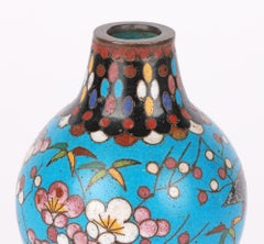 Oriental Flowering Hawthorn Cloisonne Double Gourd Vase
