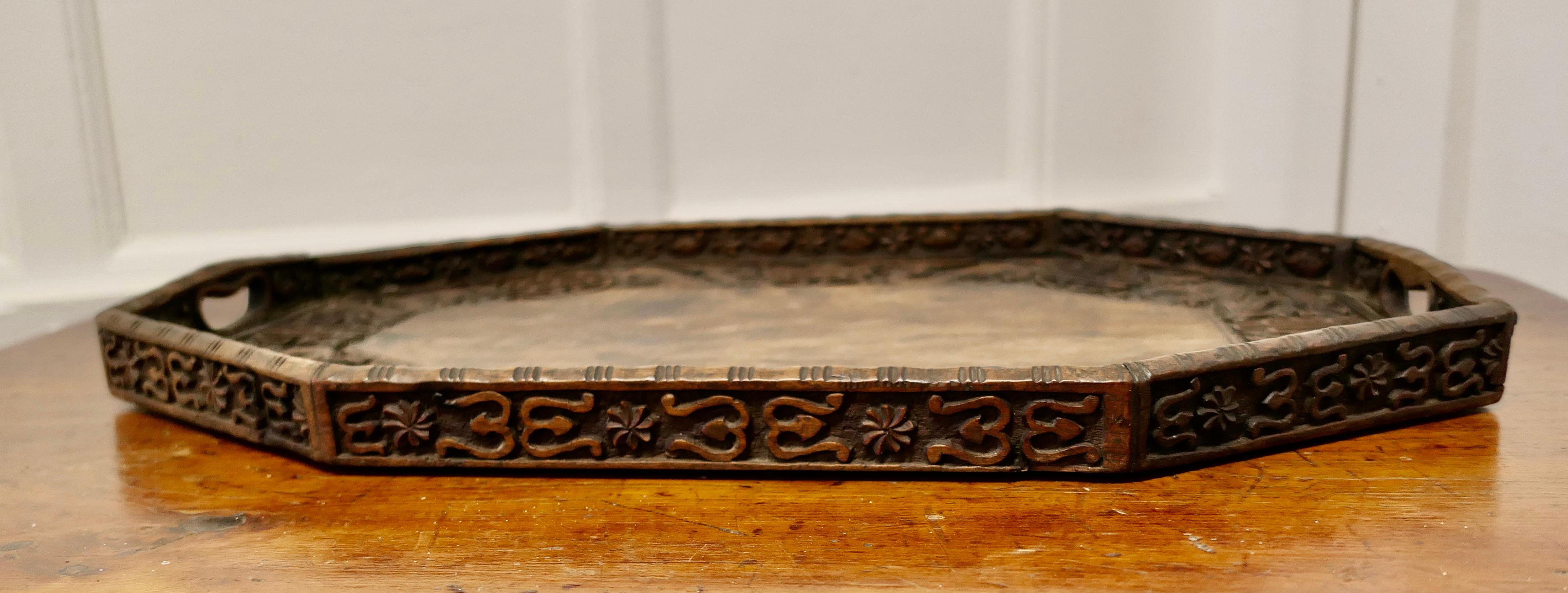 Chinoiserie Oriental Folk Art Carved Dragon Tray This Is a Lovely Piece of Hand Carving For Sale