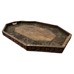 Oriental Folk Art Carved Dragon Tray This Is a Lovely Piece of Hand Carving