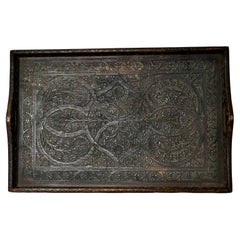 Oriental Folk Art Carved Tray