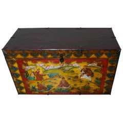 Oriental Folk Art Painted Chest or Coffer