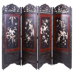 Oriental four-panel screen