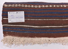 Hand-Woven Afghan Kilim Rug, Wool, Blue and White Stripes, 1960s