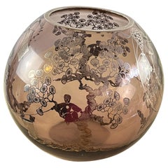 Vaso orientale a ciotola in vetro  1950s