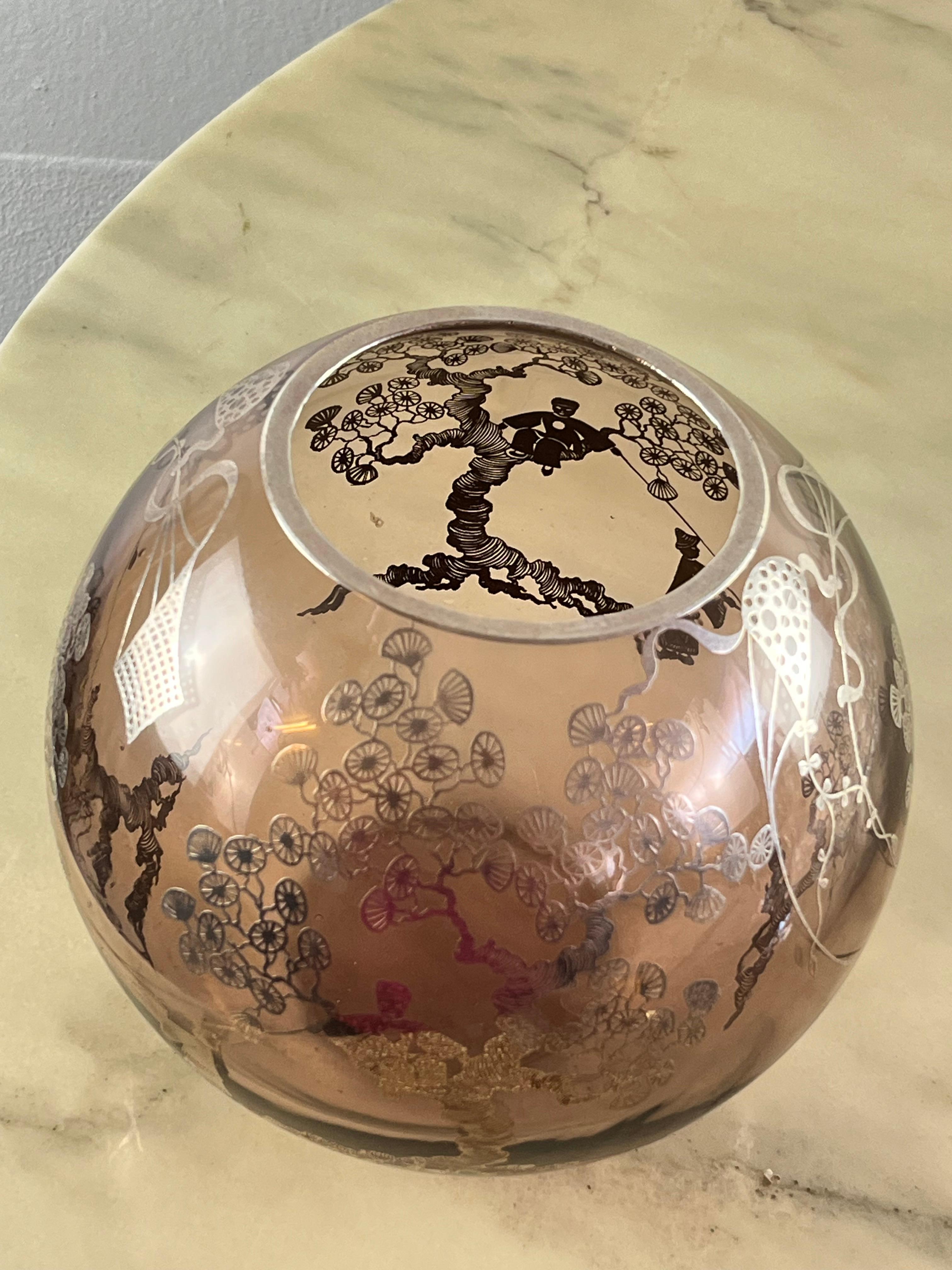 Japanese Oriental Glass Bowl Vase, Japan, 1950s For Sale