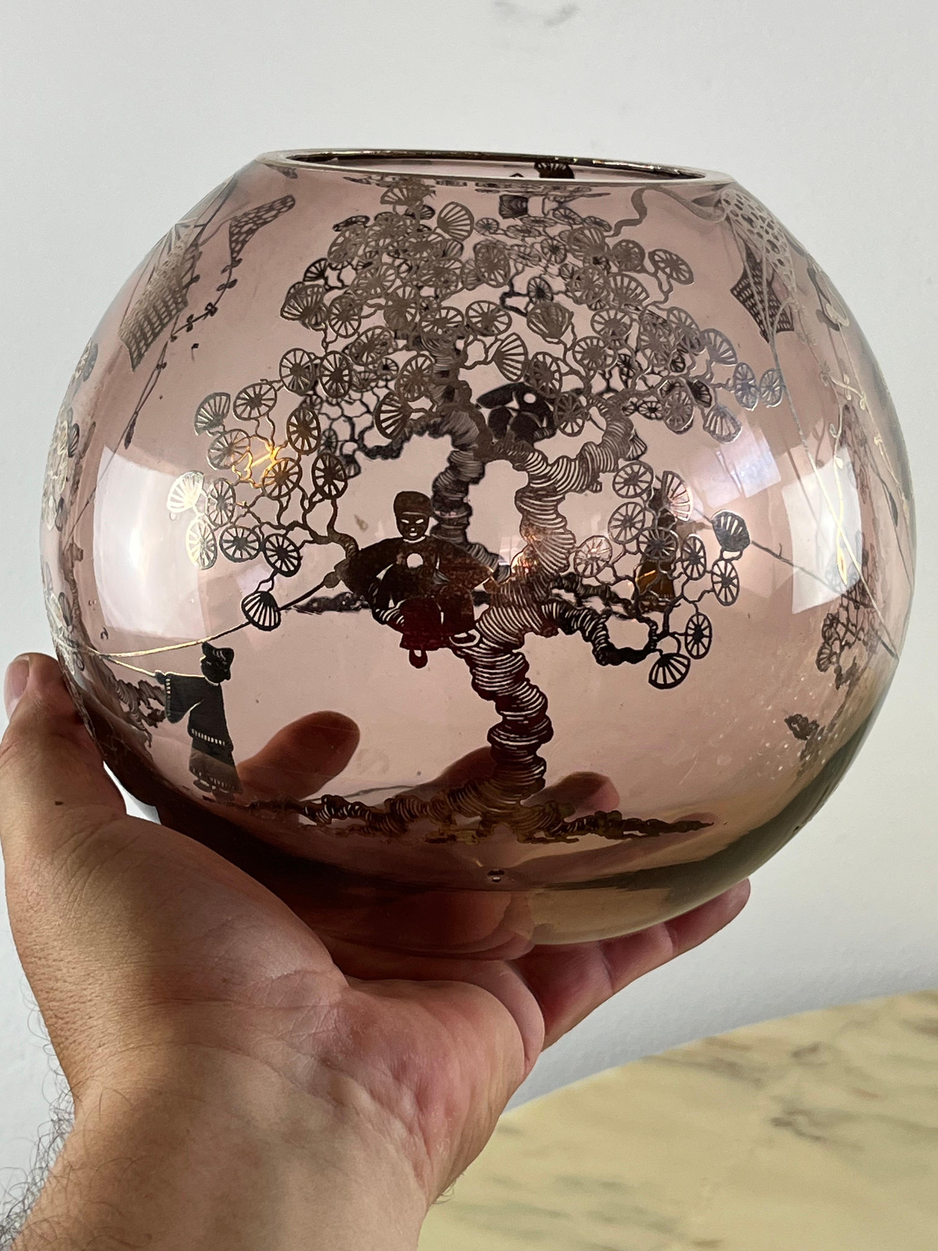 Other Oriental Glass Bowl Vase, Japan, 1950s For Sale