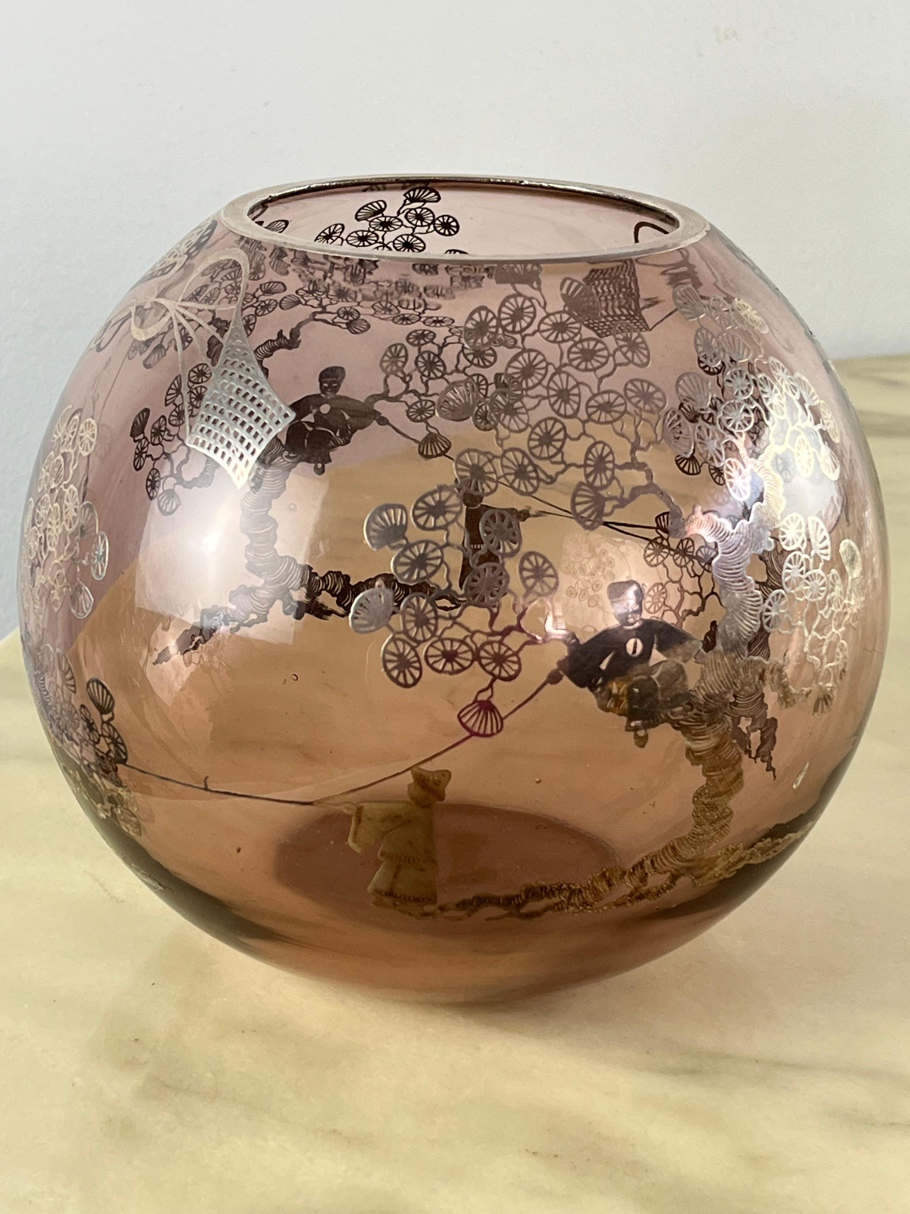 Oriental Glass Bowl Vase, Japan, 1950s For Sale 1