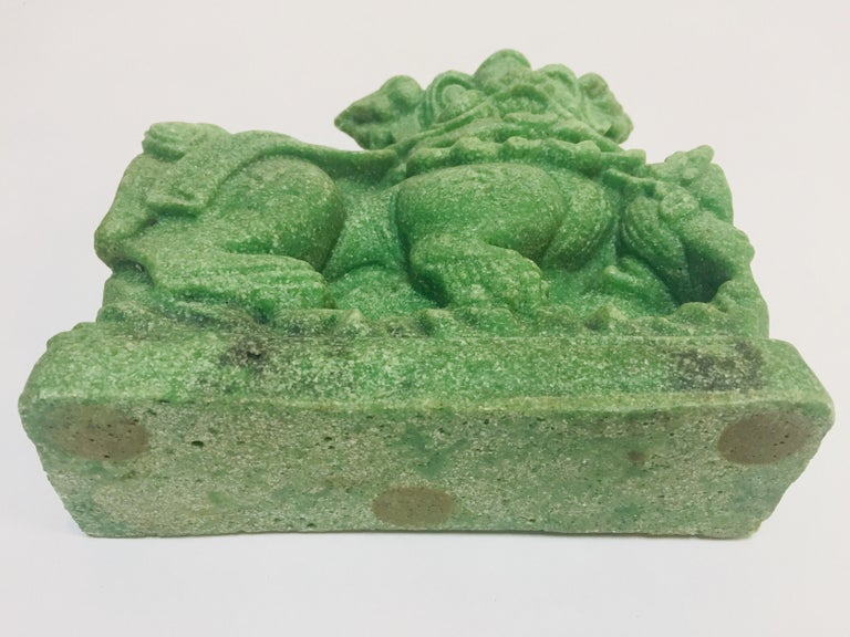 Oriental Green Cast Soapstone Foo Dog For Sale at 1stdibs