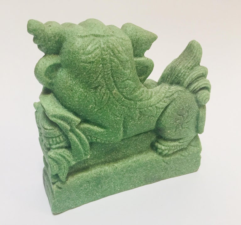 Oriental Green Cast Soapstone Foo Dog For Sale at 1stdibs