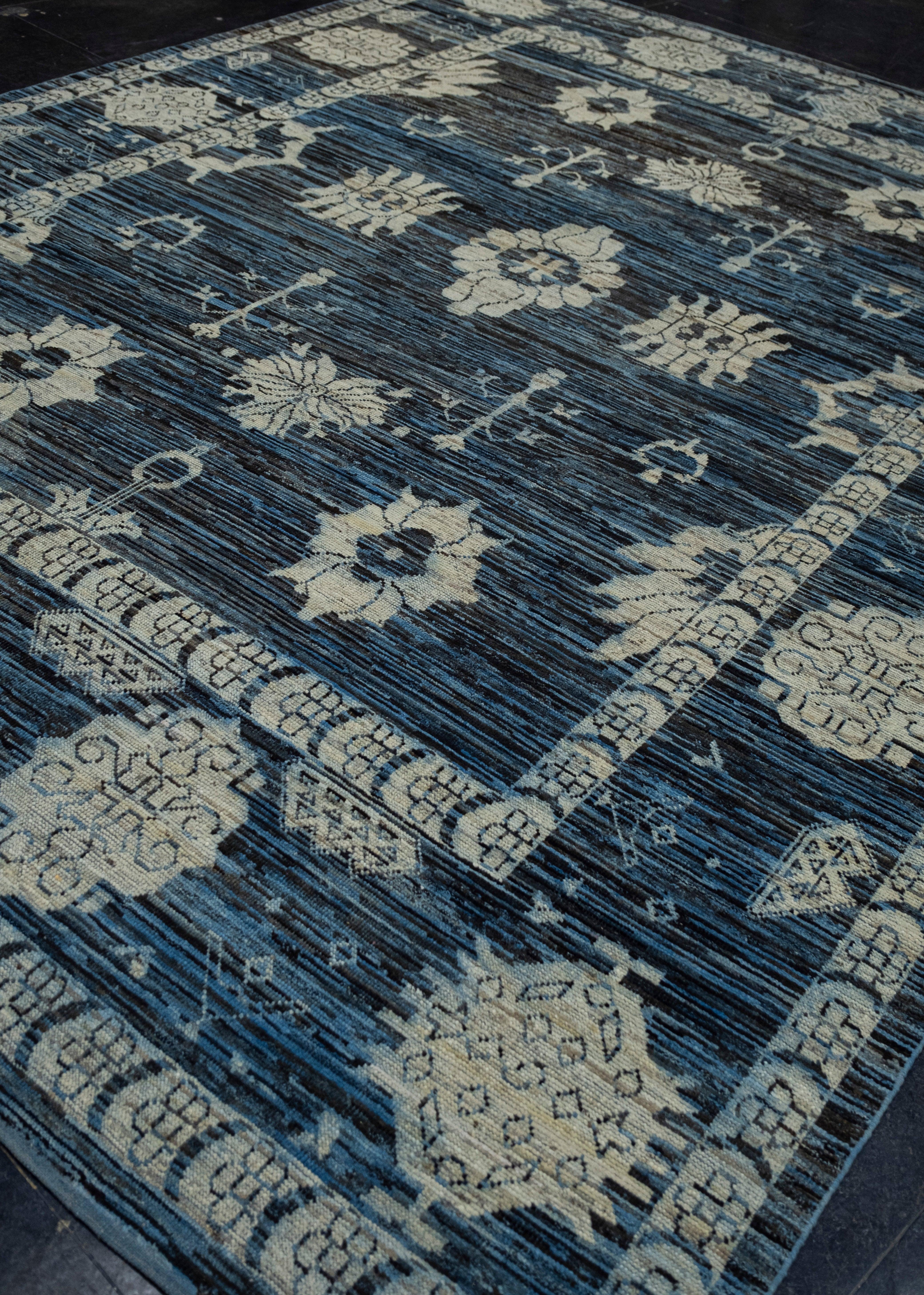 Turkish Oriental Hand Knotted Oushak Rug 9'5
