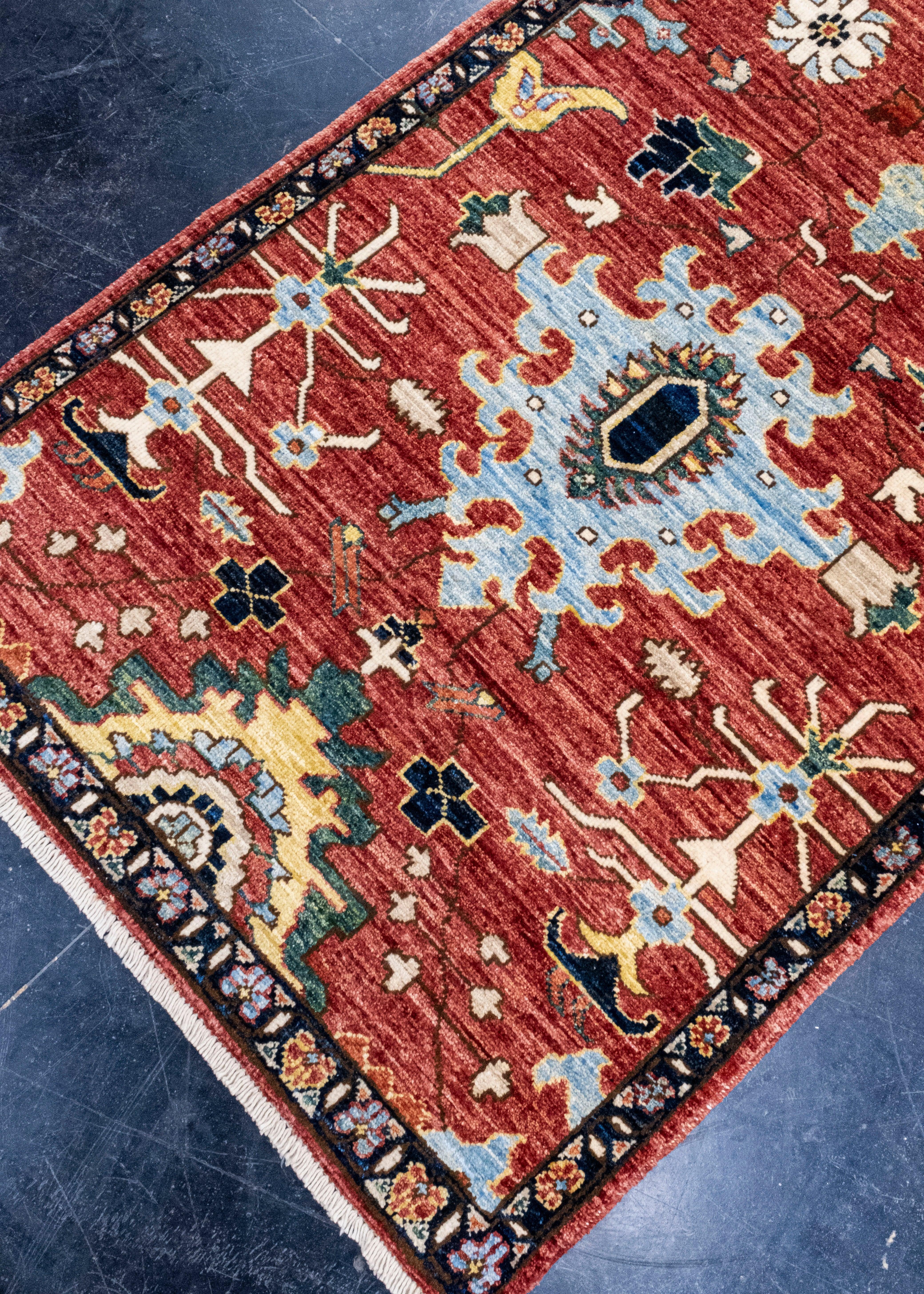 Turkish Oriental Hand Knotted Runner Rug 2'9