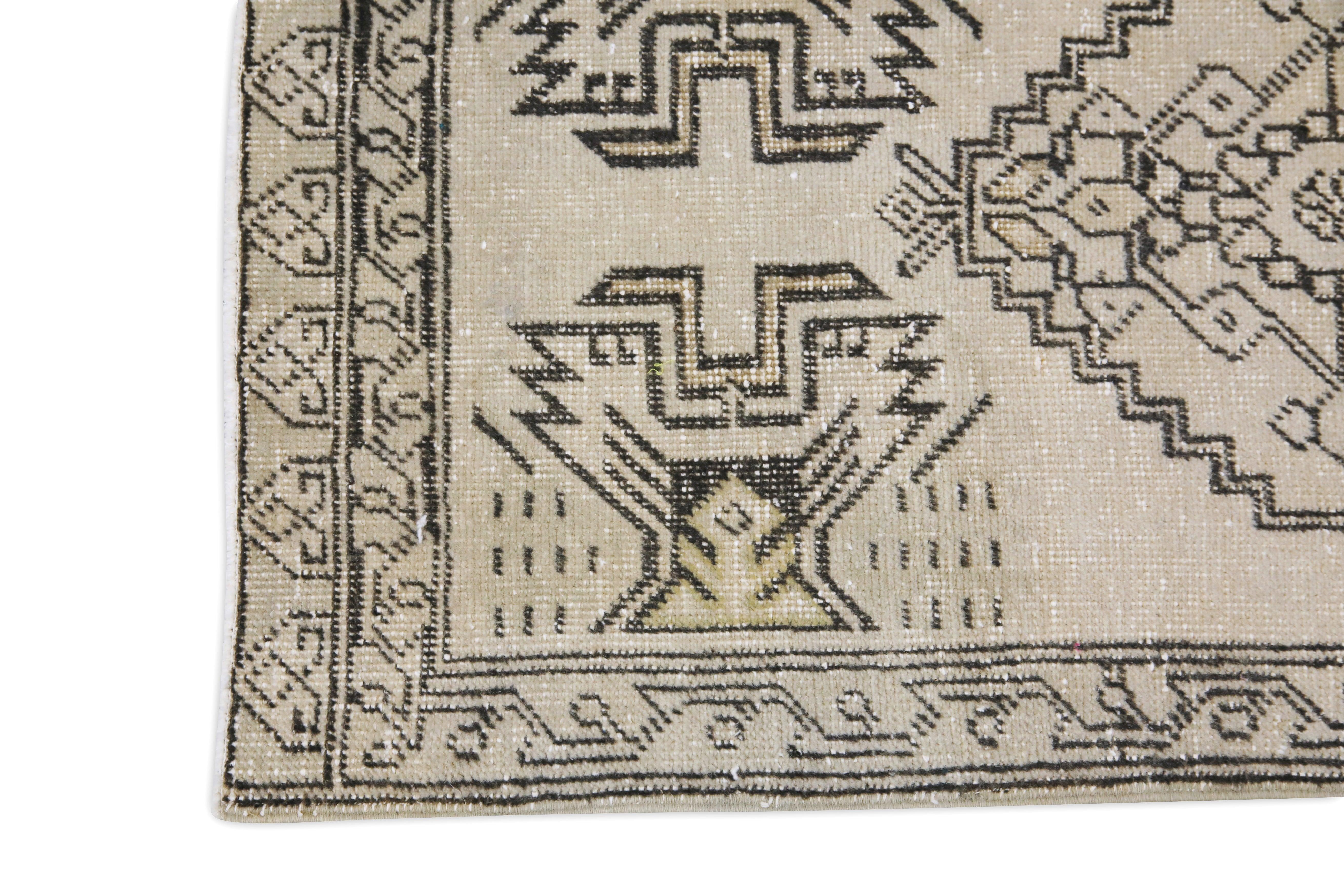 Hand-Knotted Oriental Hand Knotted Turkish Mini Rug 1'10