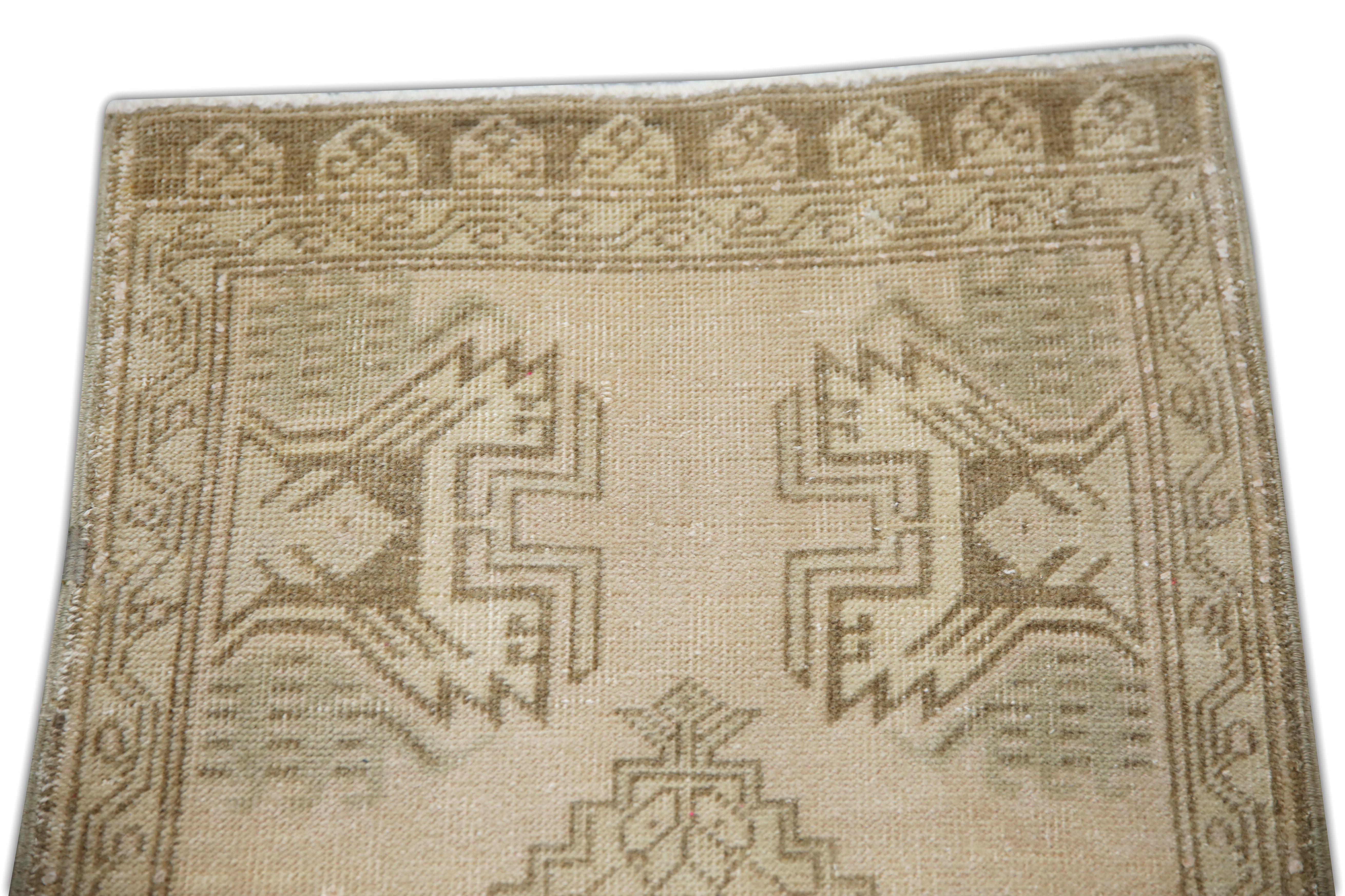 Hand-Knotted Oriental Hand Knotted Turkish Mini Rug 1'9