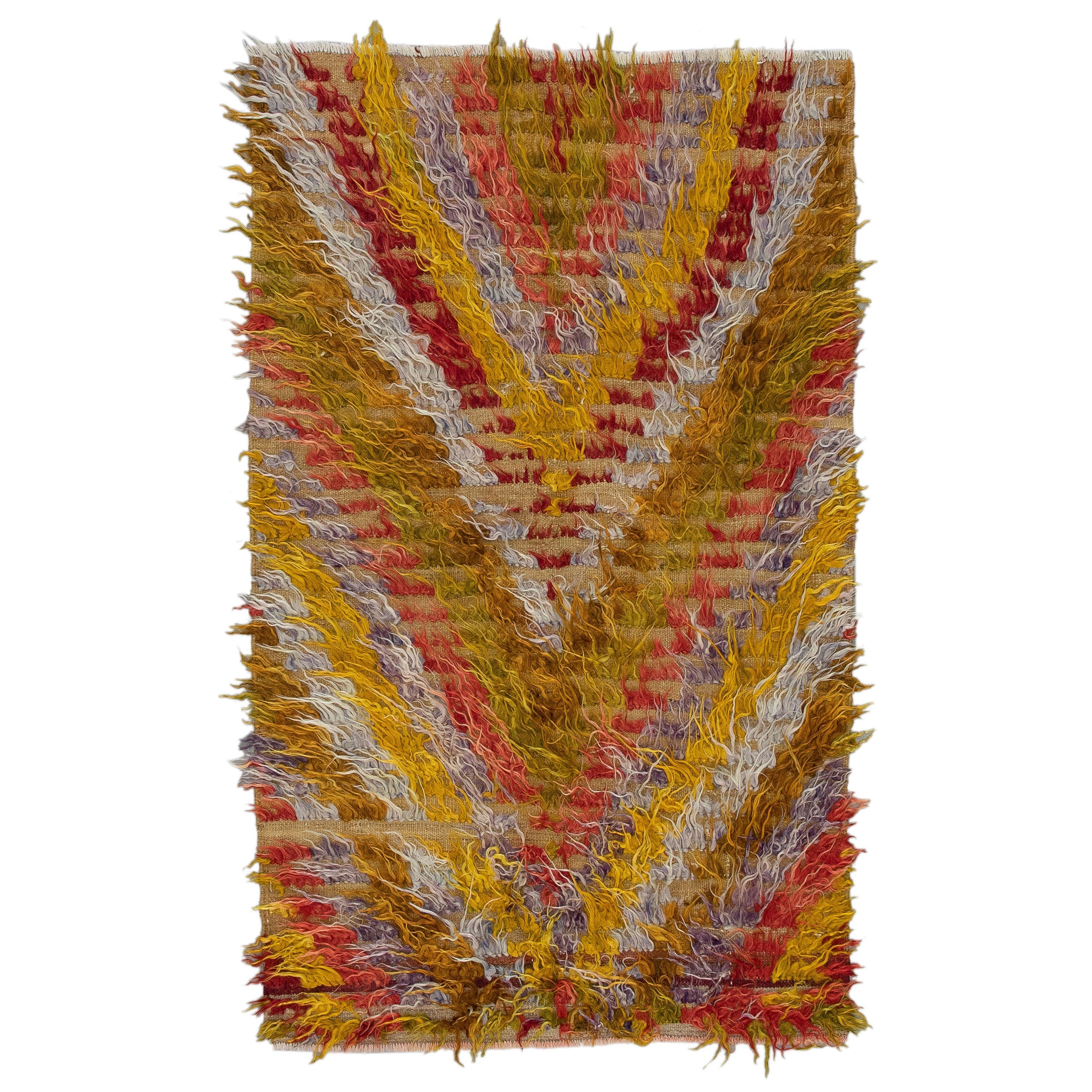 Orientalischer handgeknüpfter türkischer moderner Tulu-Teppich 3'4" x 5'5'" #1045