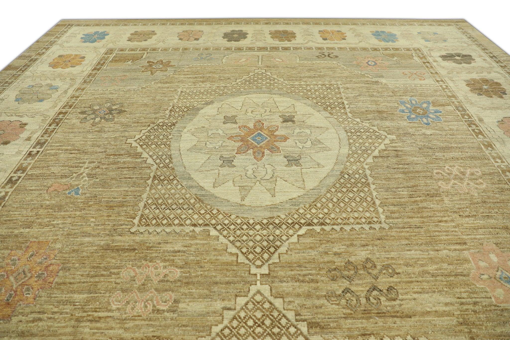 Vegetable Dyed Oriental Hand Knotted Turkish Oushak Rug  12'10