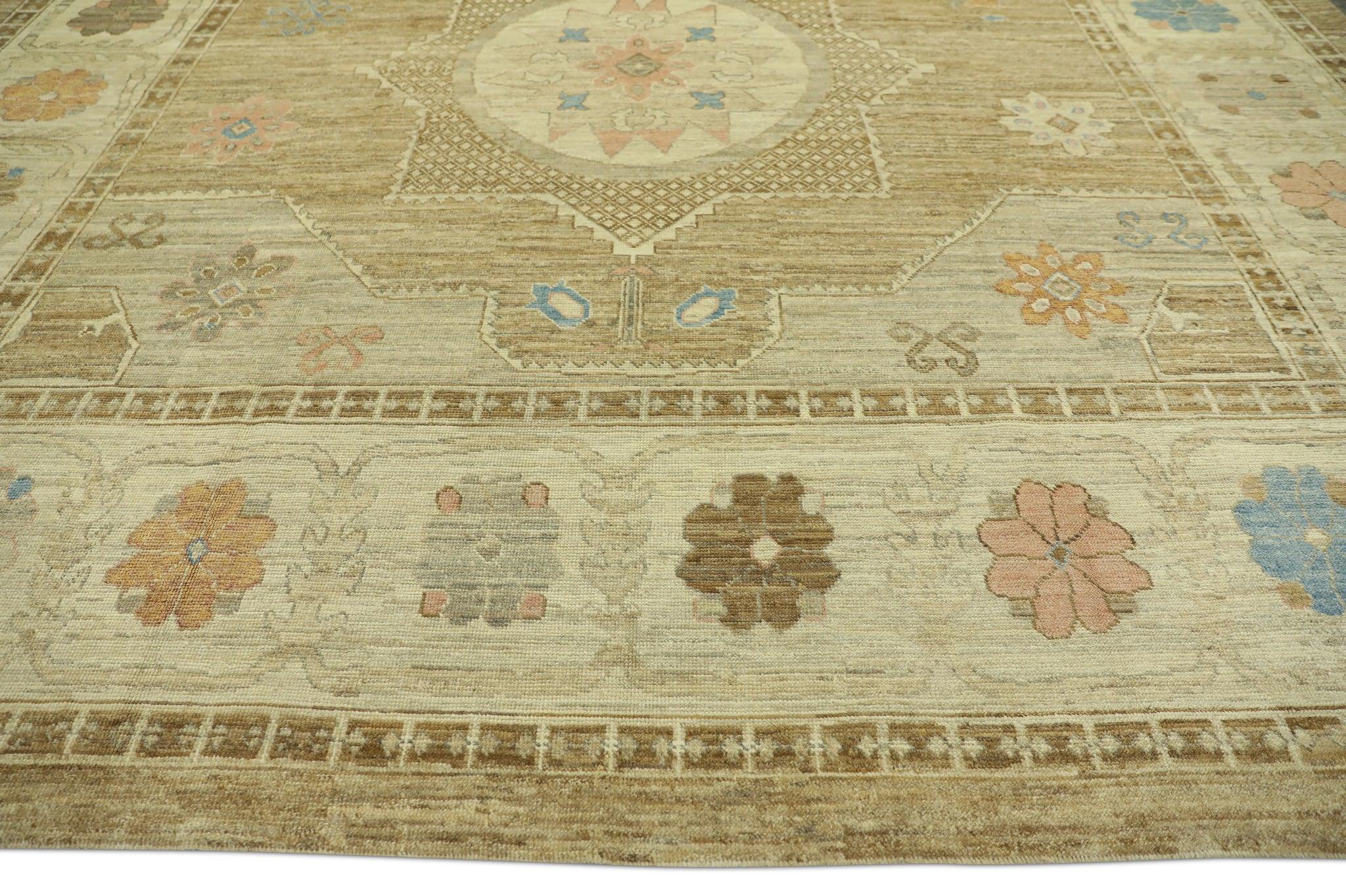 Oriental Hand Knotted Turkish Oushak Rug  12'10