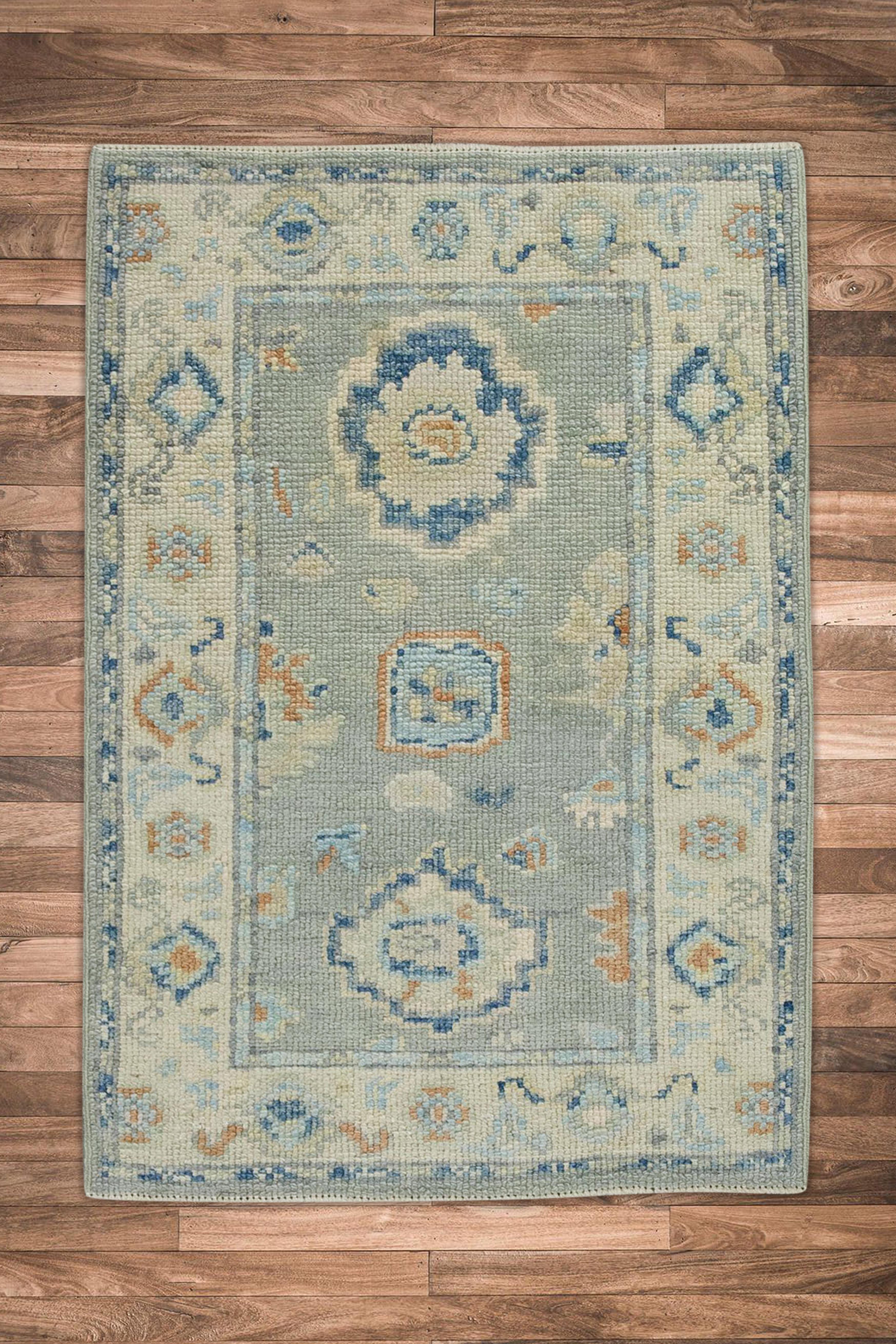 Oriental Hand Knotted Turkish Oushak Rug 2'1