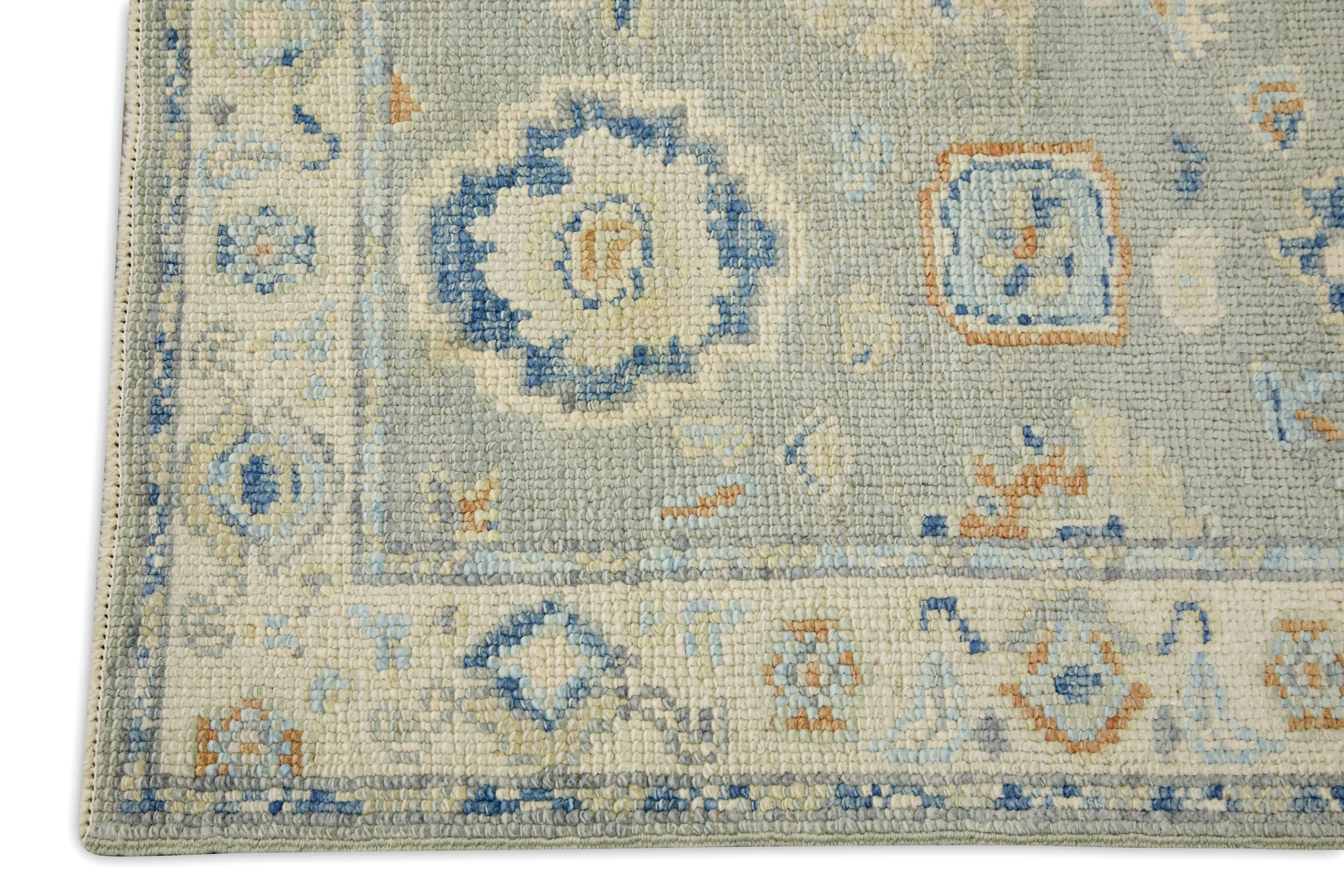 Vegetable Dyed Oriental Hand Knotted Turkish Oushak Rug 2'1