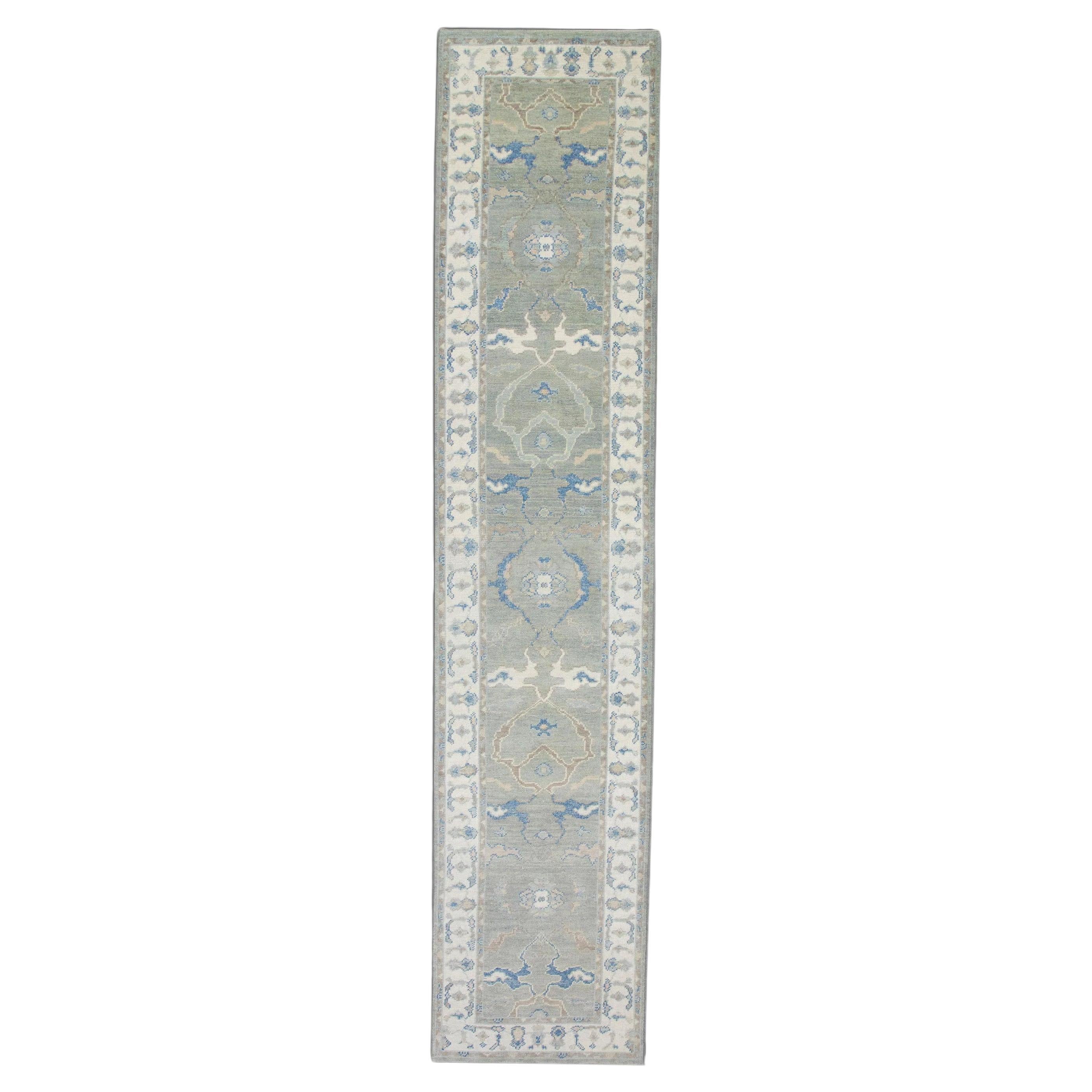 Orientalischer handgeknüpfter türkischer Oushak-Teppich 2'10" x 13'5" #5912