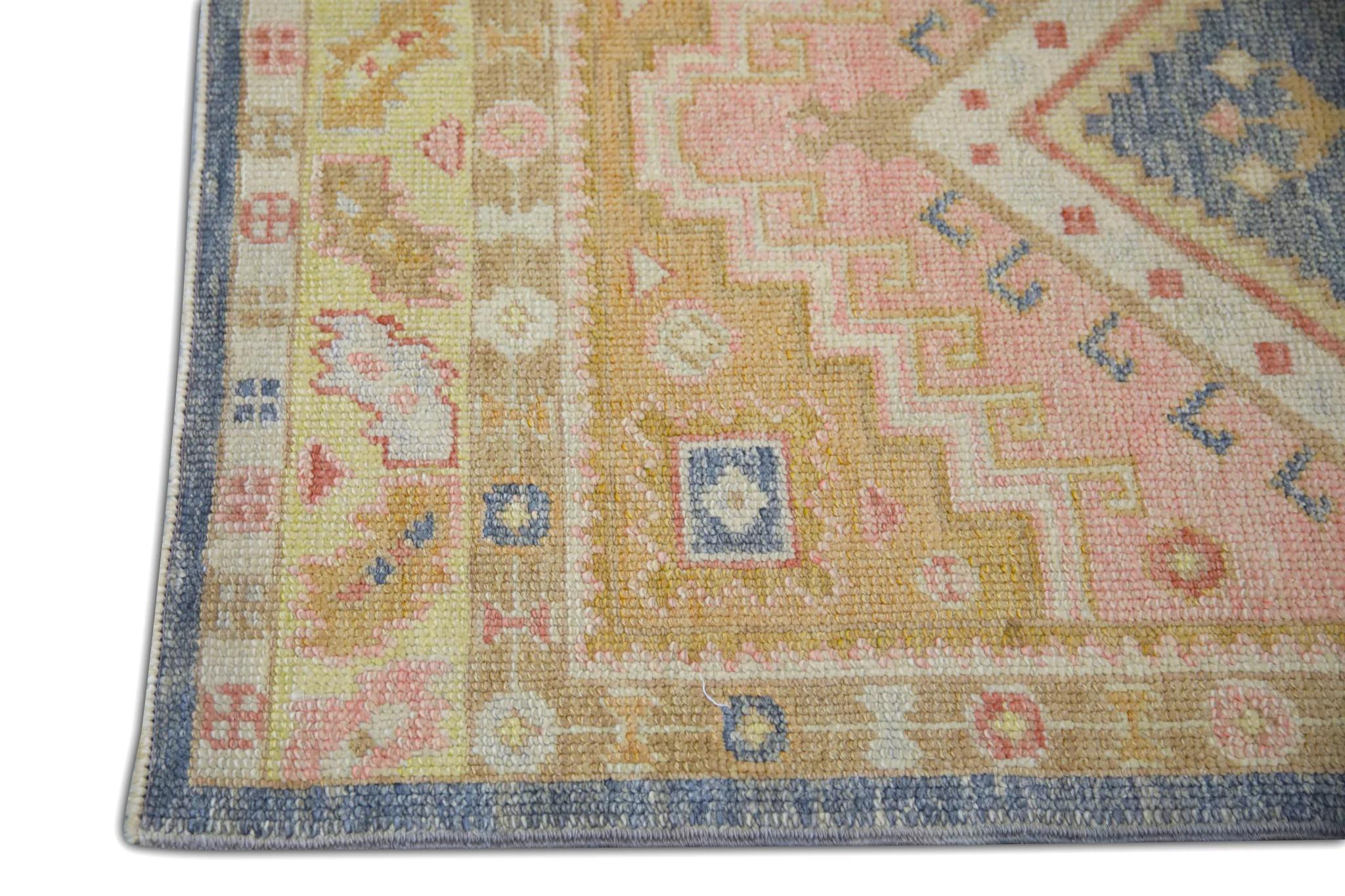 Vegetable Dyed Oriental Hand Knotted Turkish Oushak Rug 3'1