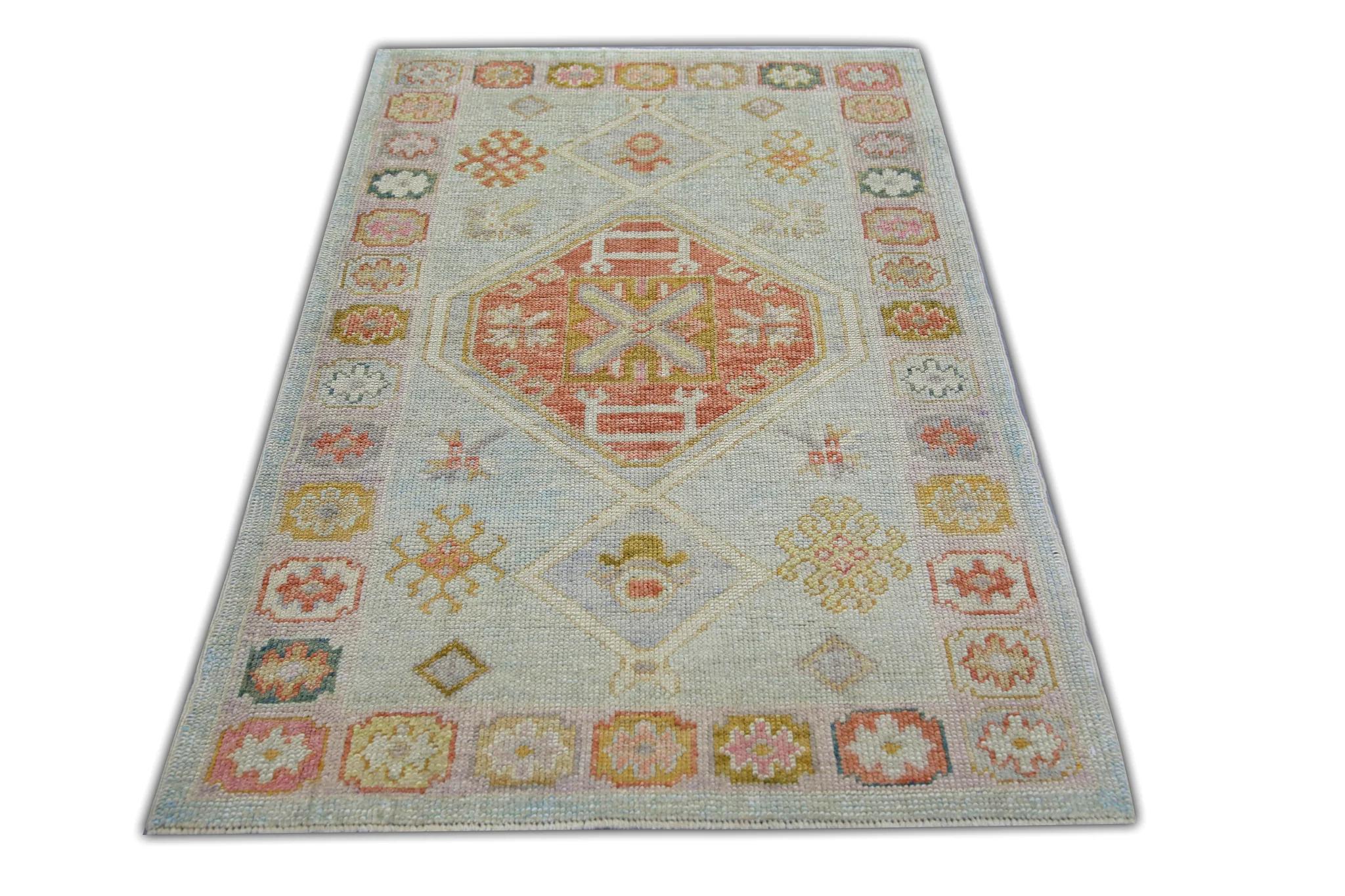 Oriental Hand Knotted Turkish Oushak Rug 3'2" x 5'1" #6103 For Sale