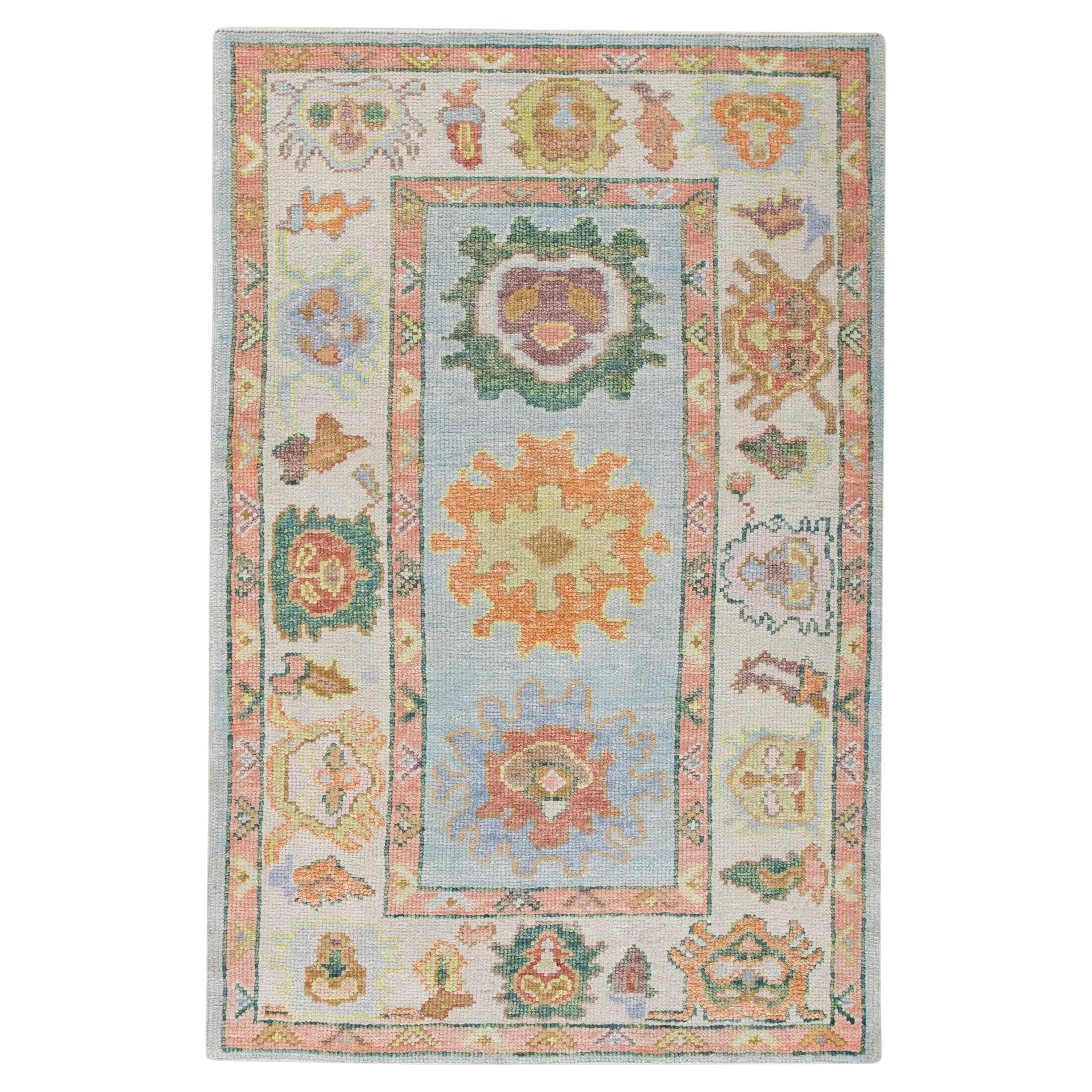 Oriental Hand Knotted Turkish Oushak Rug 3'2" x 5'3" #6077 For Sale