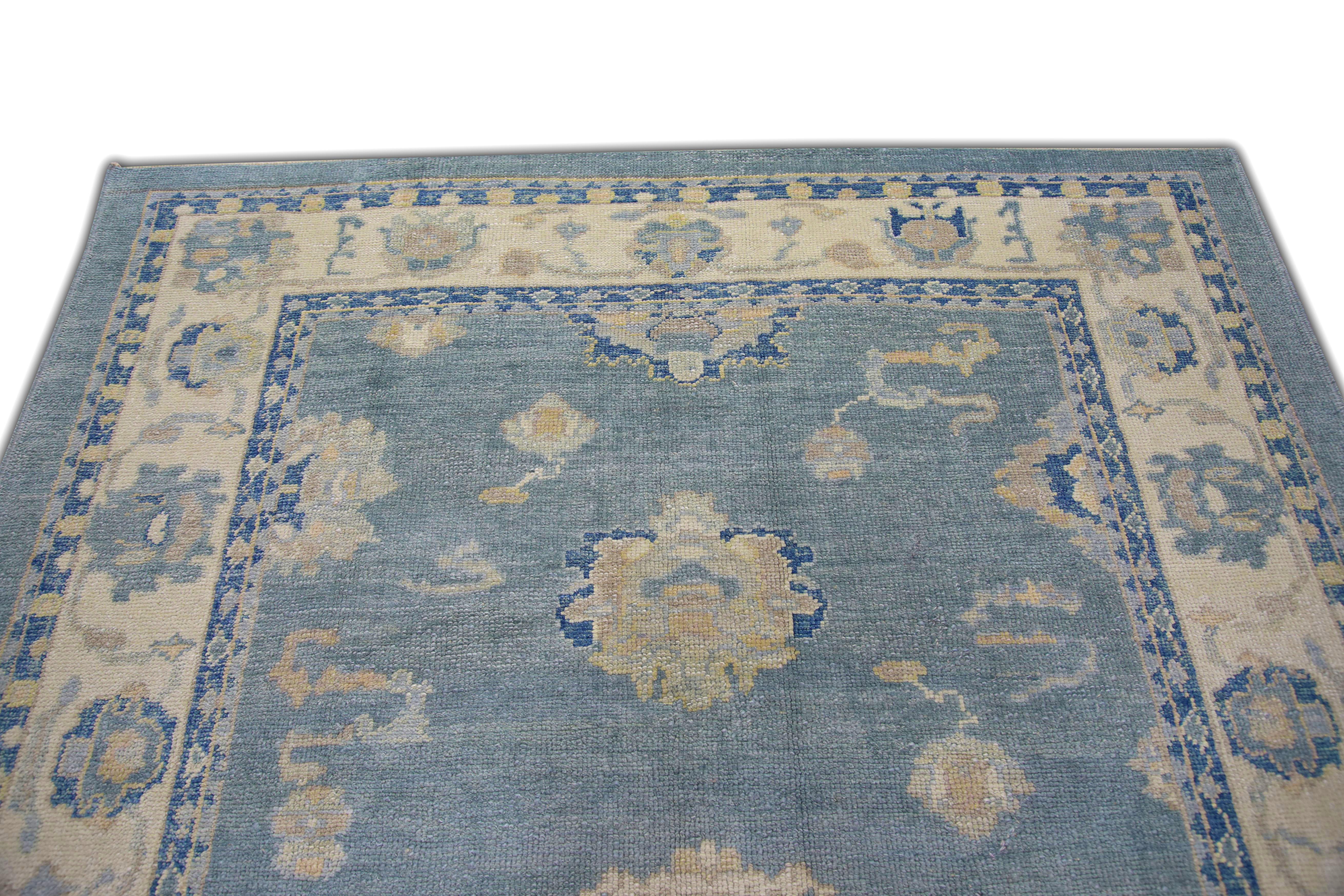 Contemporary Oriental Hand Knotted Turkish Oushak Rug 6'1