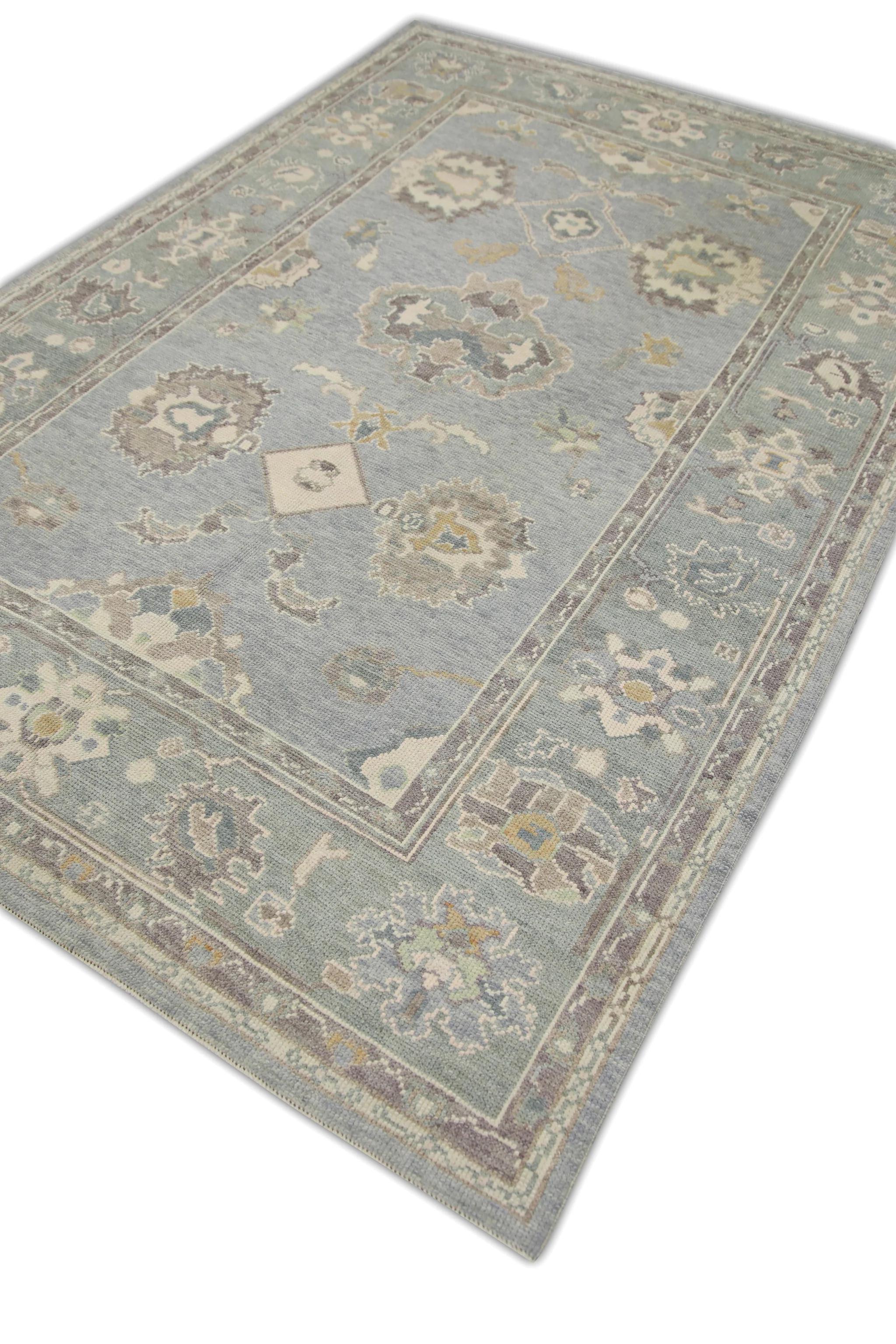 Contemporary Oriental Hand Knotted Turkish Oushak Rug  6'1