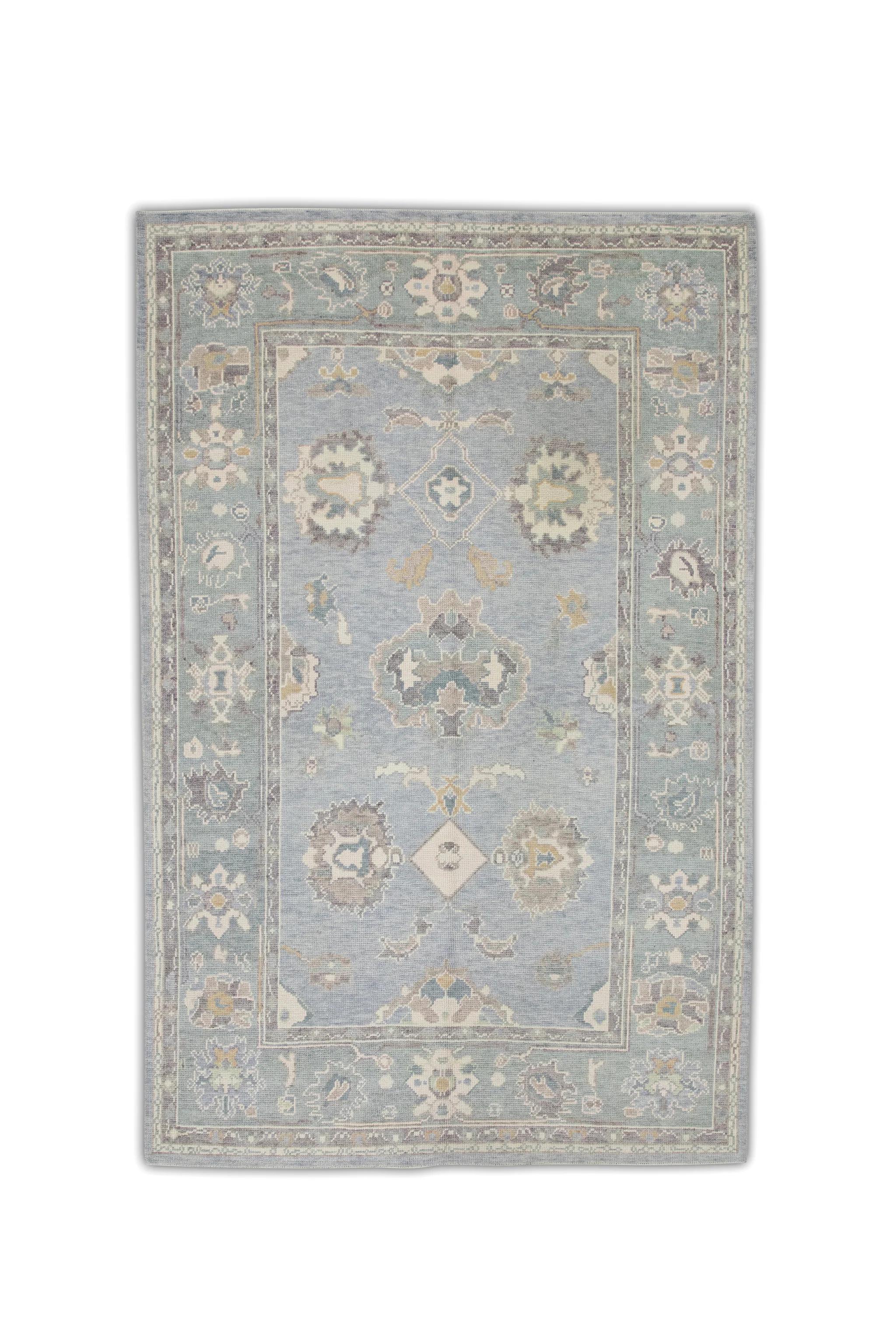 Orientalischer handgeknüpfter türkischer Oushak-Teppich  6'1" x 9' #7217