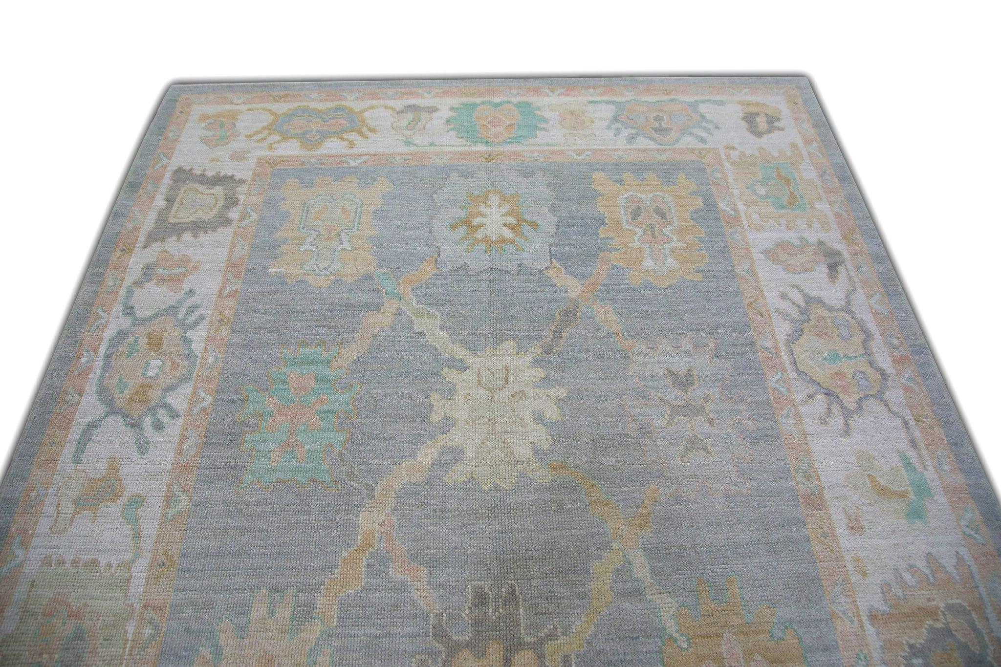 Hand-Woven Oriental Hand Knotted Turkish Oushak Rug 6'1