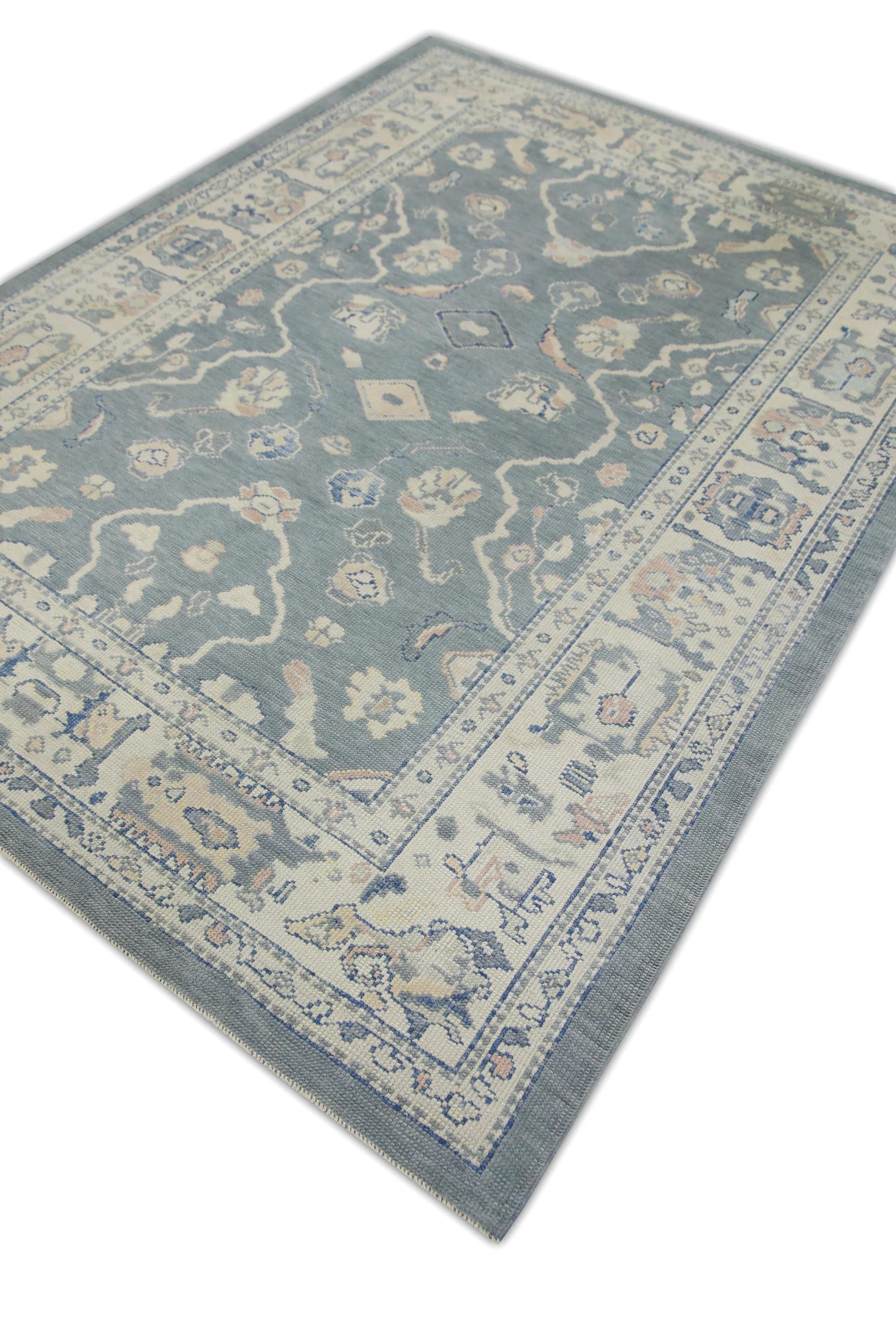 Contemporary Oriental Hand Knotted Turkish Oushak Rug 6'2