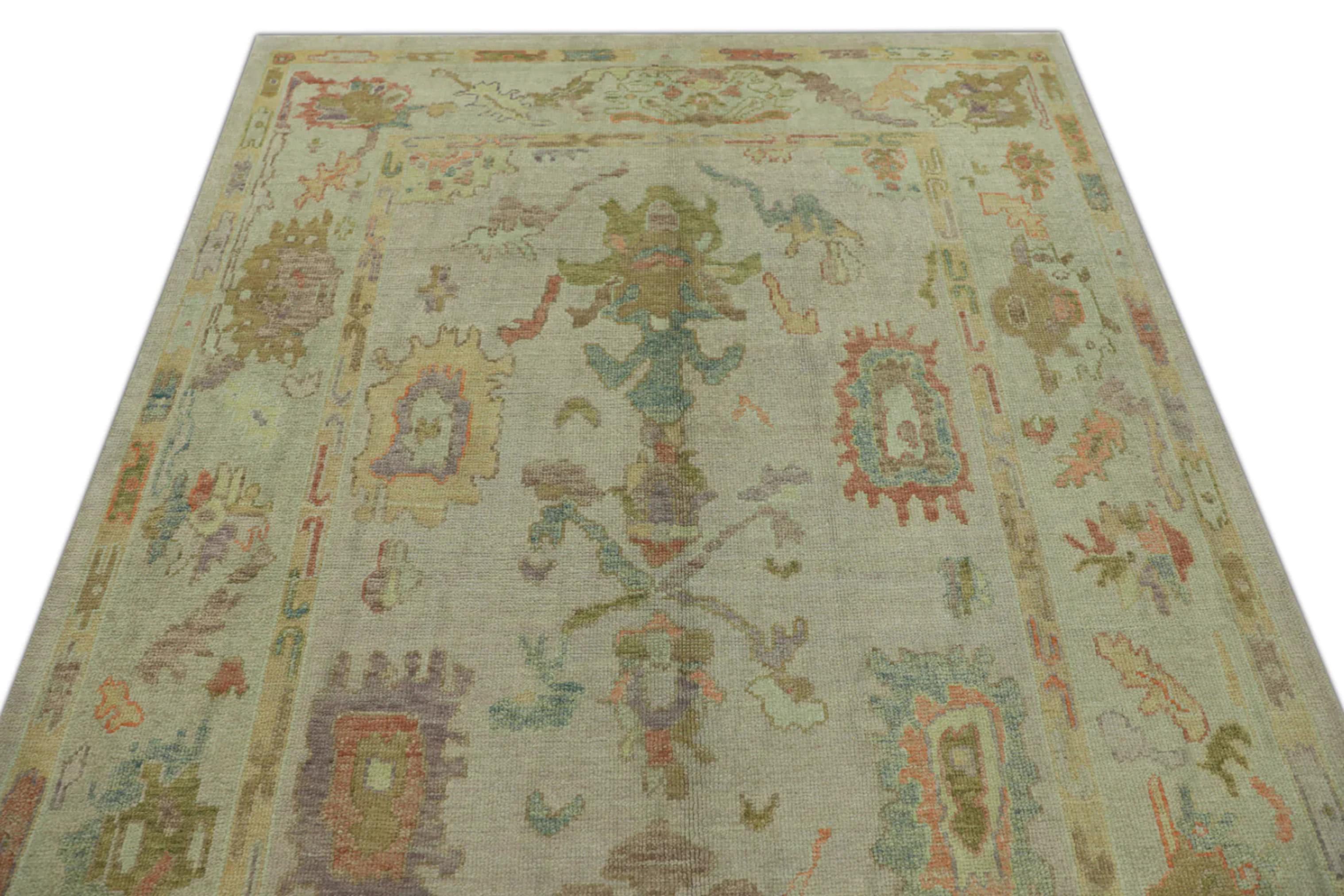 Vegetable Dyed Oriental Hand Knotted Turkish Oushak Rug 6'4