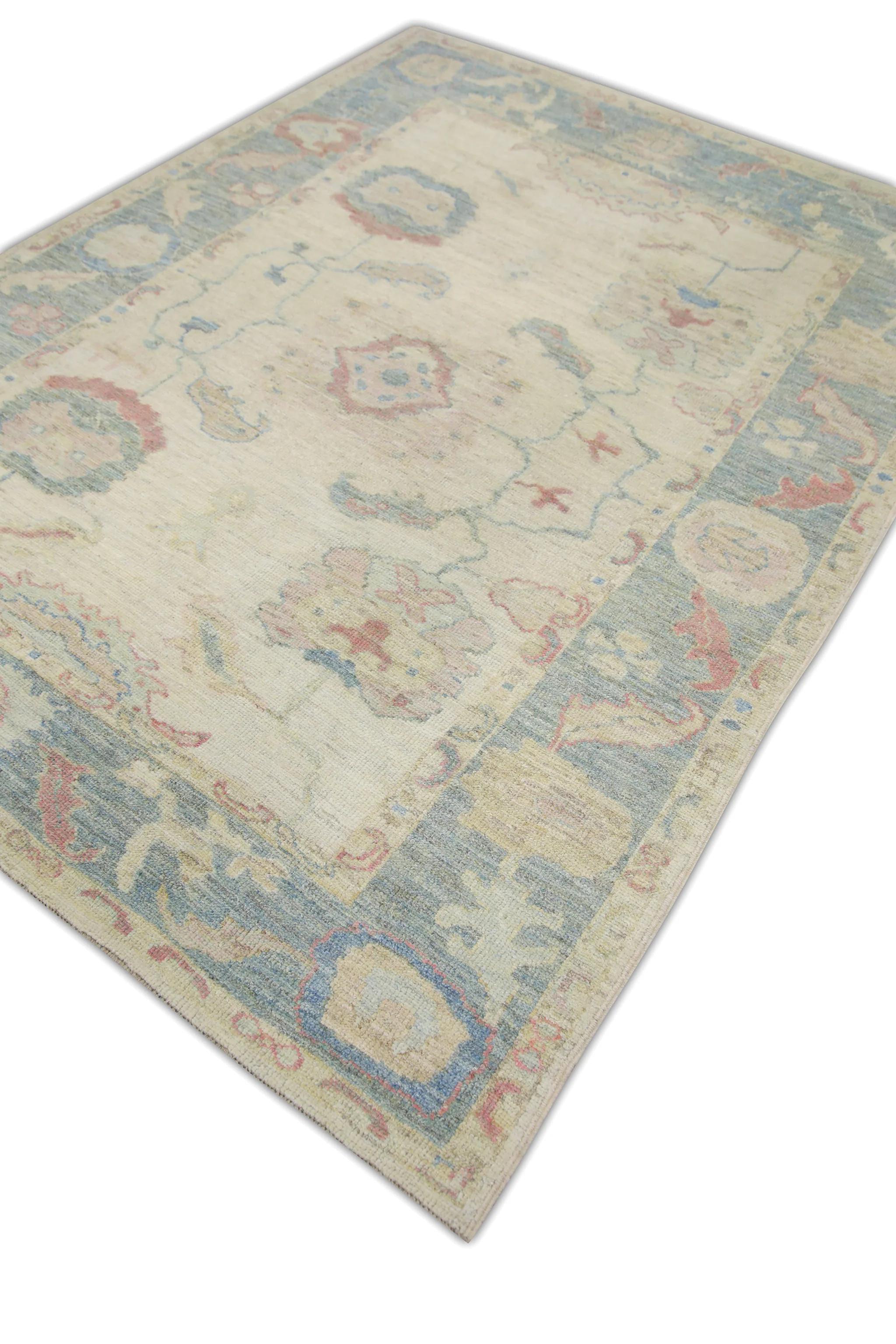 Contemporary Oriental Hand Knotted Turkish Oushak Rug 6'5