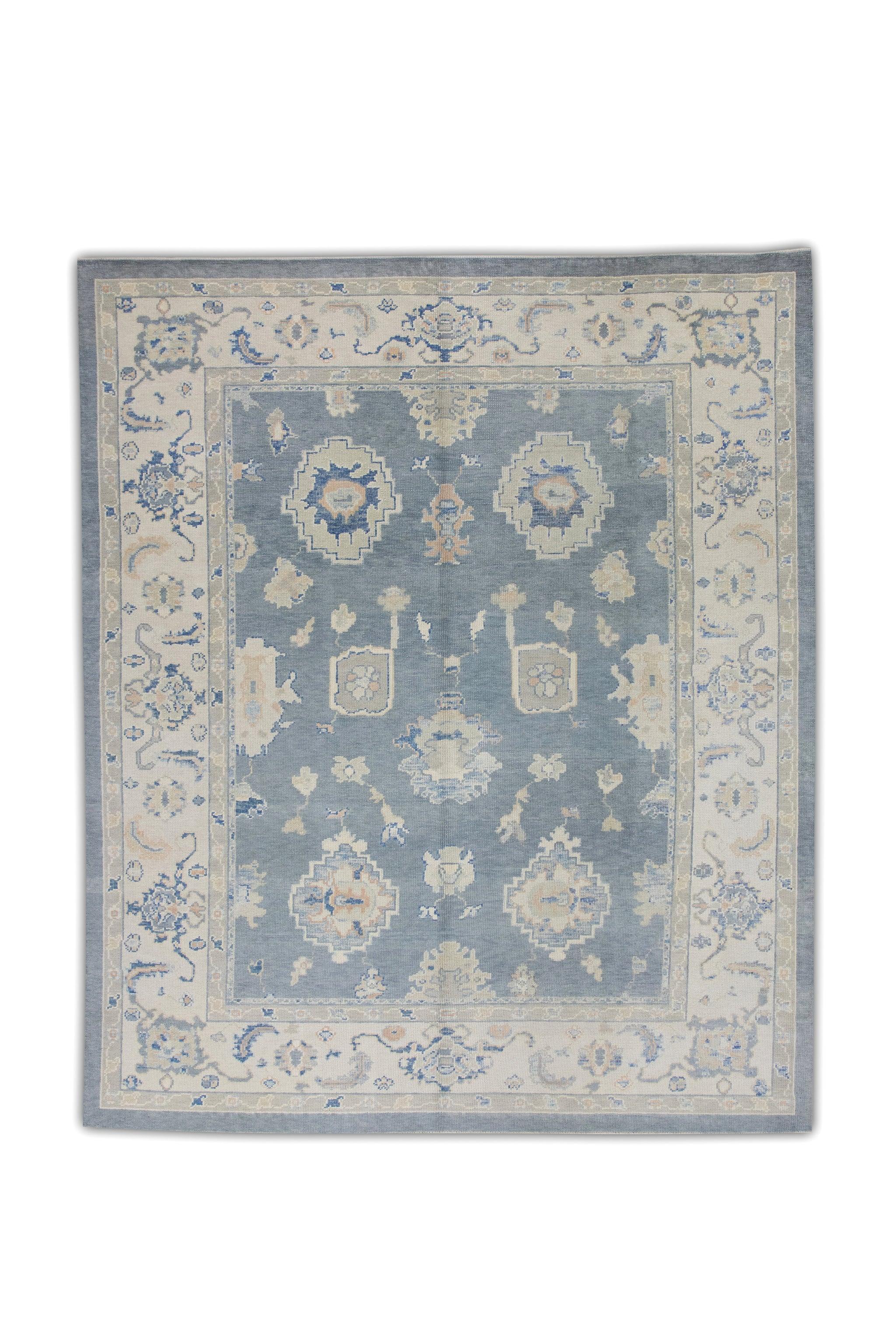 Oriental Hand Knotted Turkish Oushak Rug  8' x 9'7" #7453 For Sale