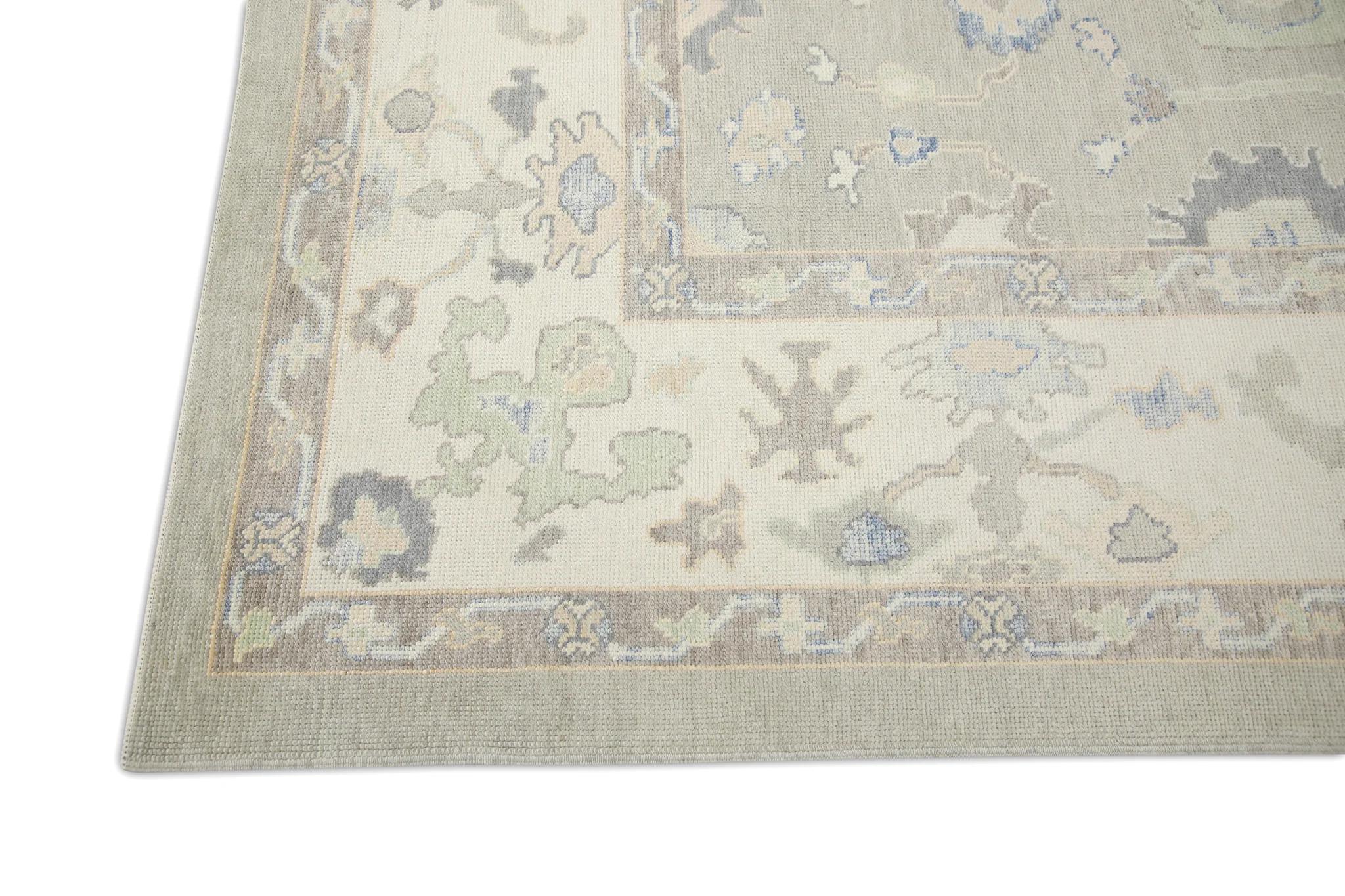 Hand-Woven Oriental Hand Knotted Turkish Oushak Rug 9'1