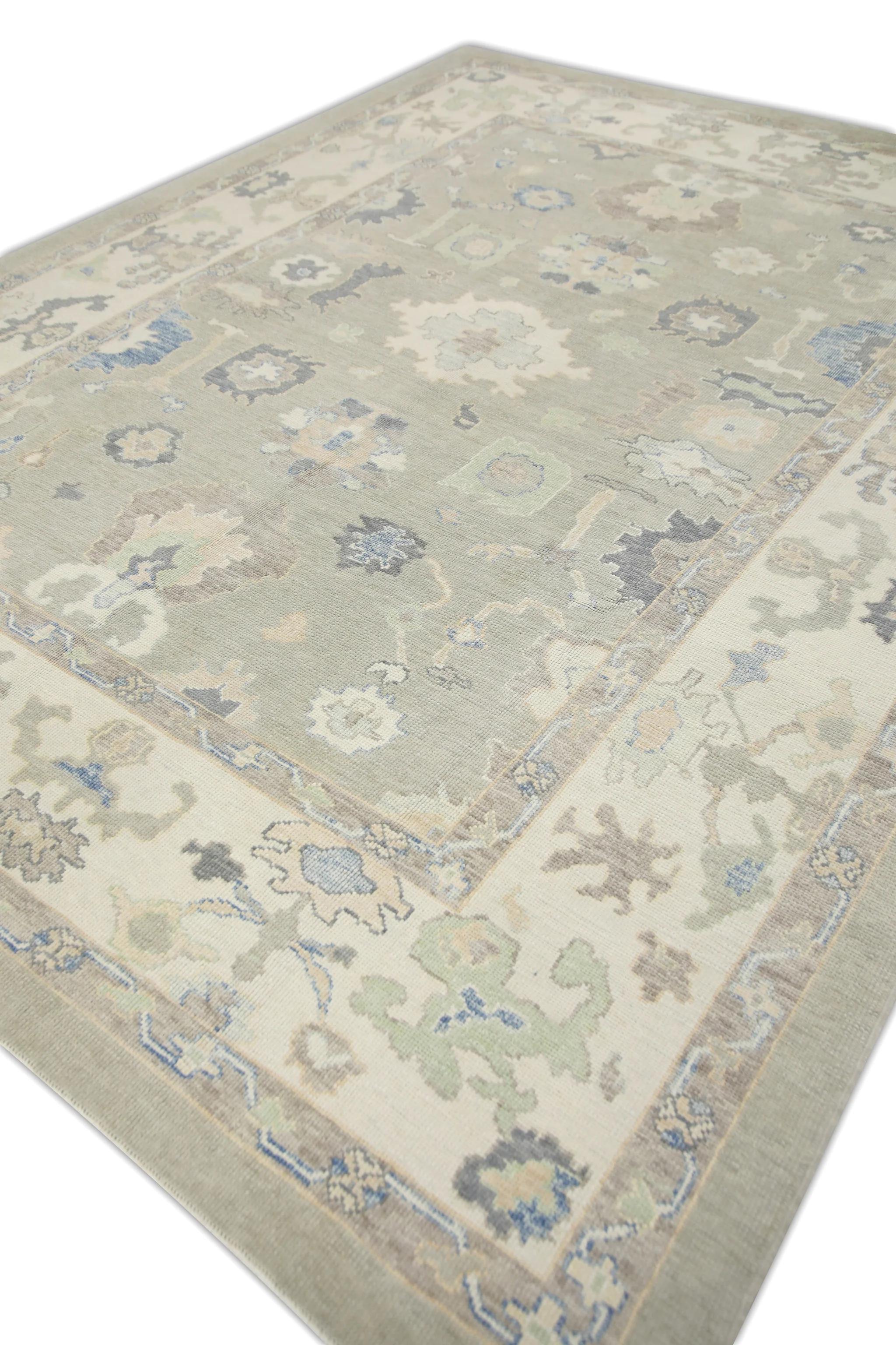 Contemporary Oriental Hand Knotted Turkish Oushak Rug 9'1
