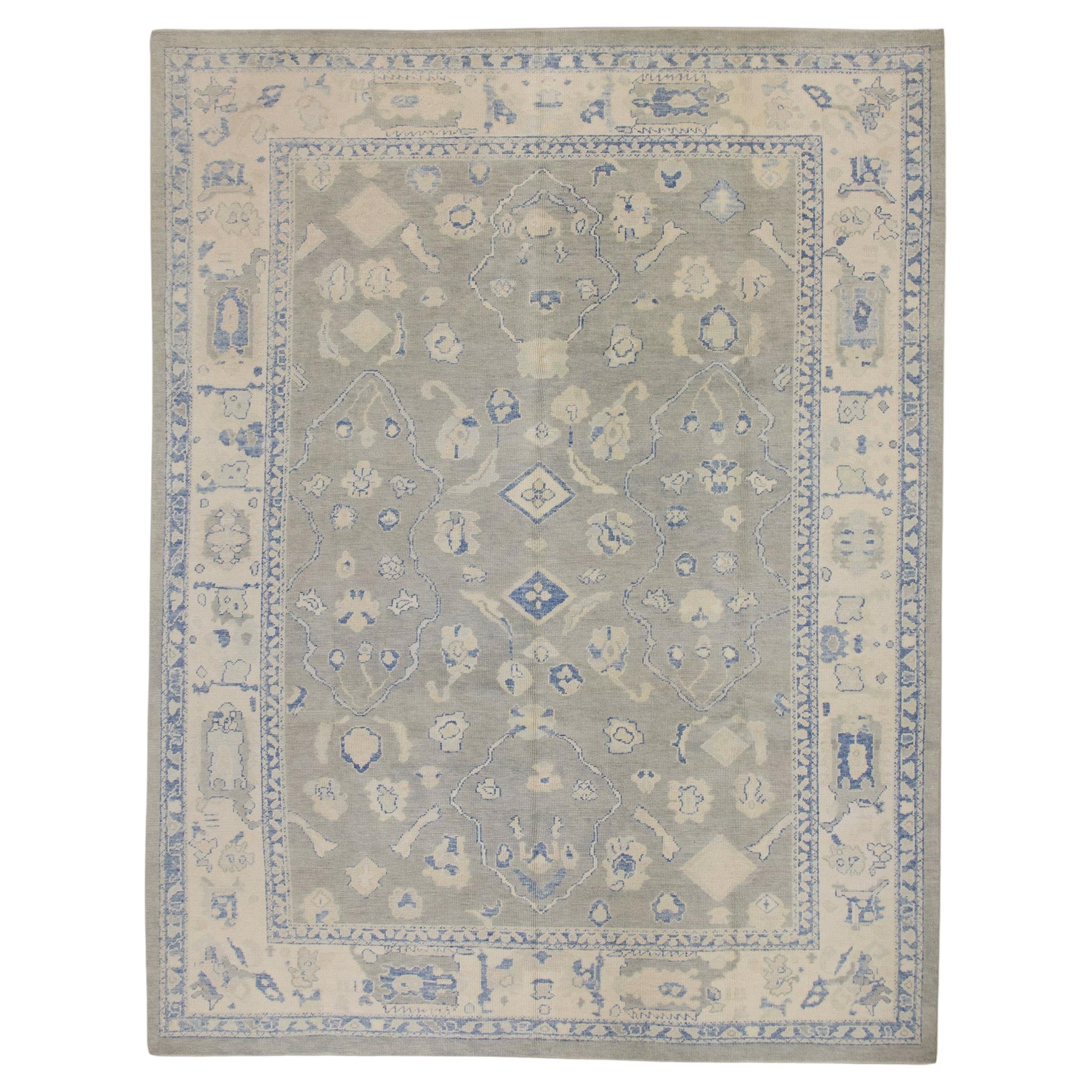 Orientalischer handgeknüpfter türkischer Oushak-Teppich  9'3" x 12'1" #7219 im Angebot