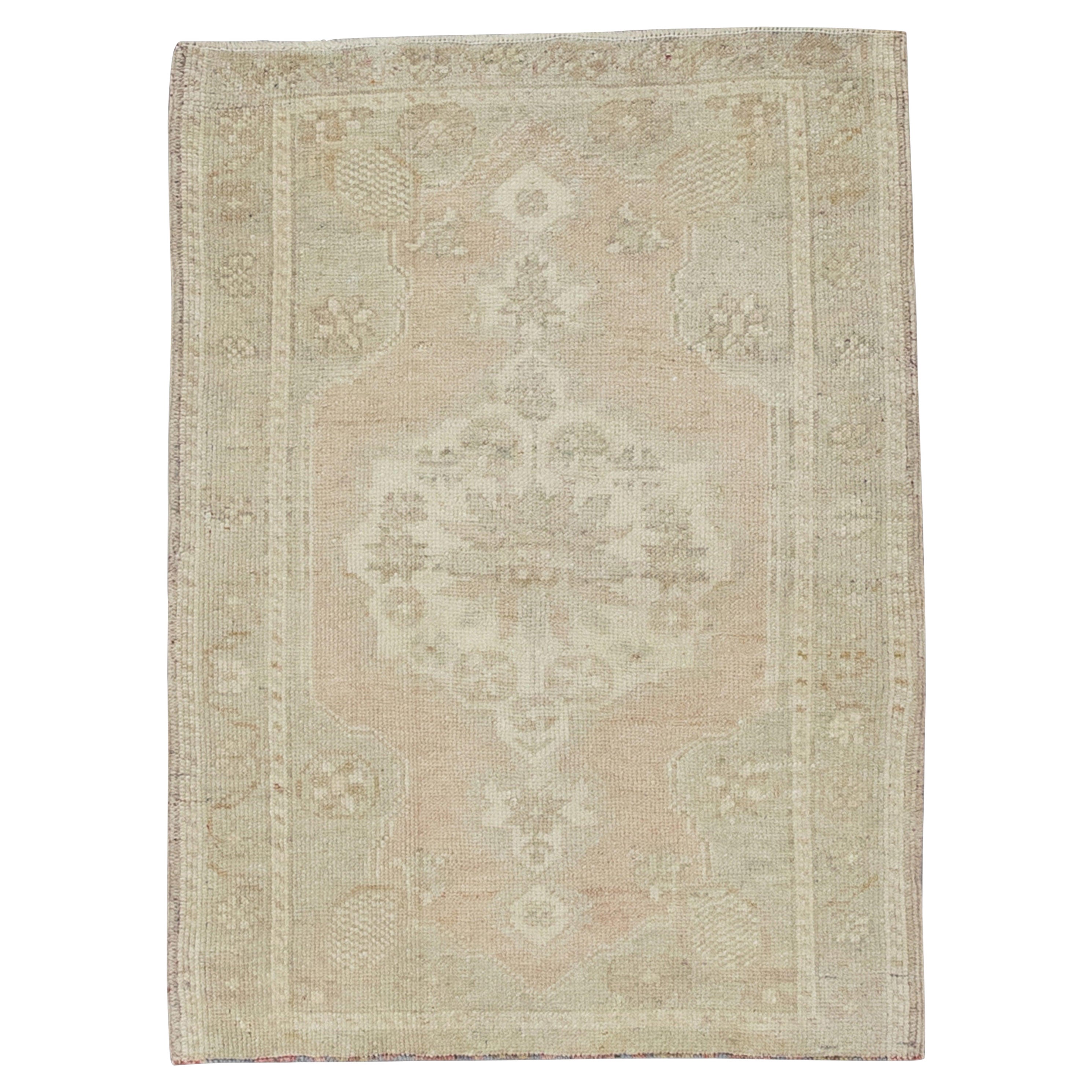 Orientalischer handgeknüpfter türkischer Vintage-Miniteppich 1'1" x 2'6" #8415