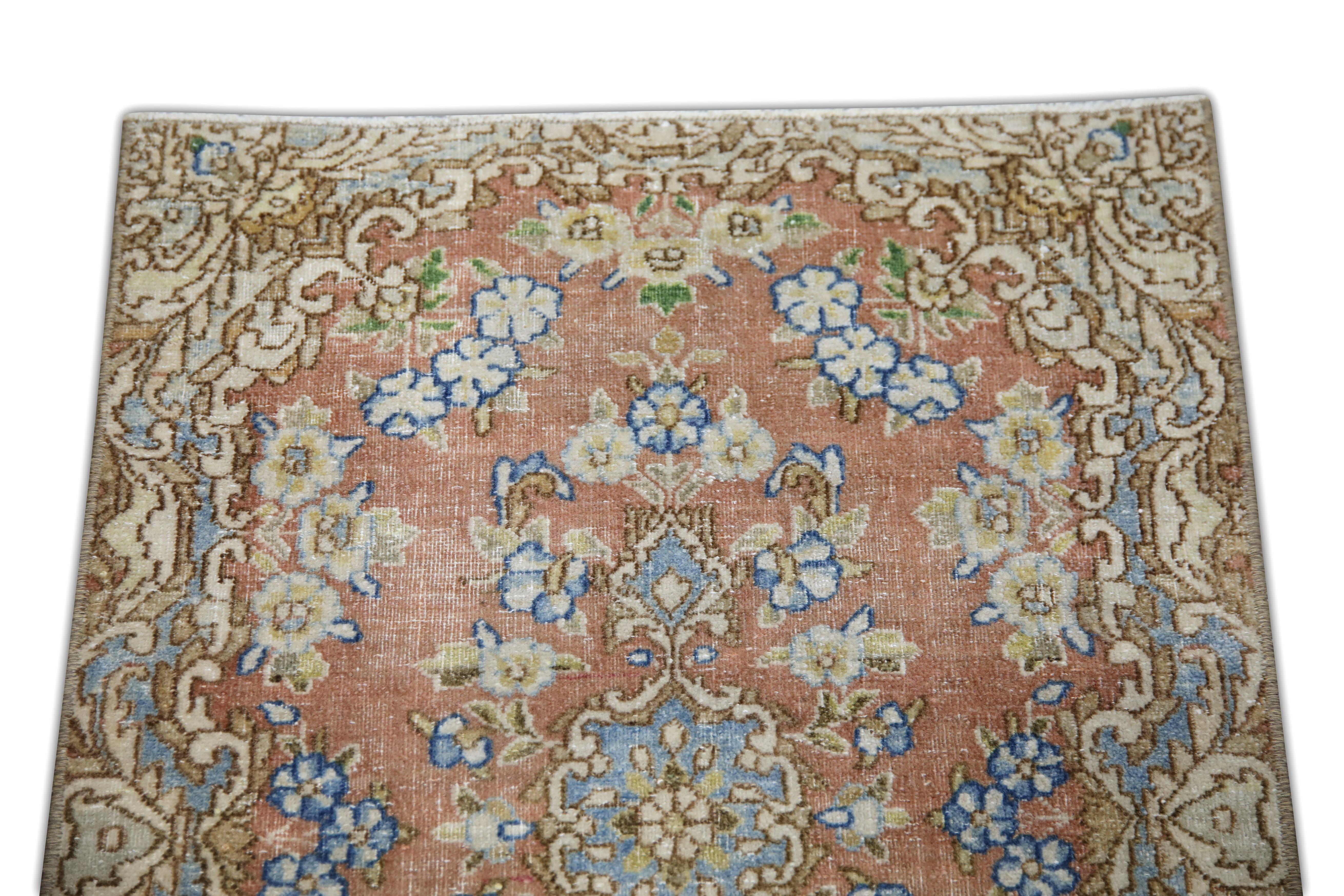 Hand-Knotted Oriental Hand Knotted Vintage Turkish Mini Rug 1'10