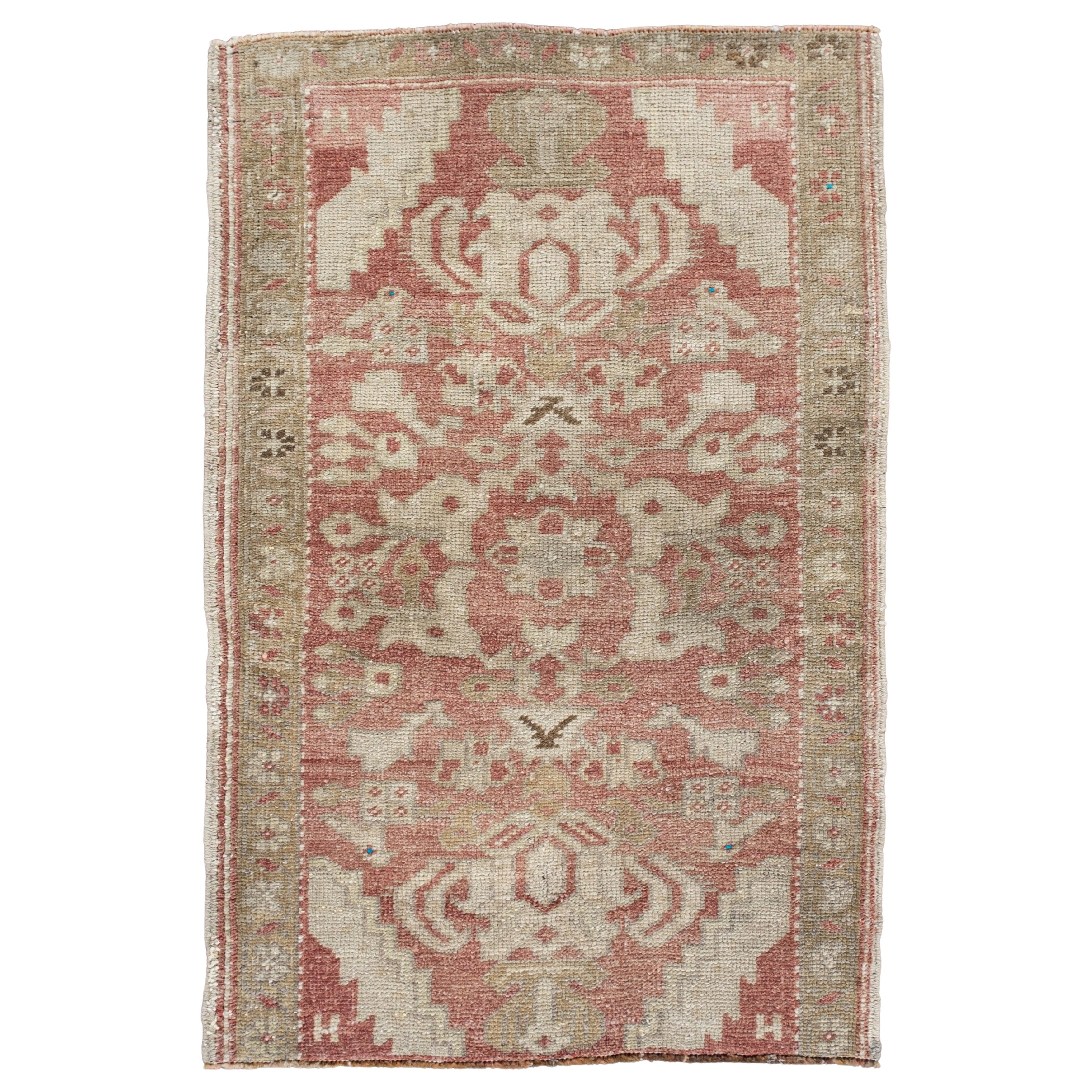 Orientalischer handgeknüpfter türkischer Vintage-Miniteppich 1'10" x 2'9" #10040