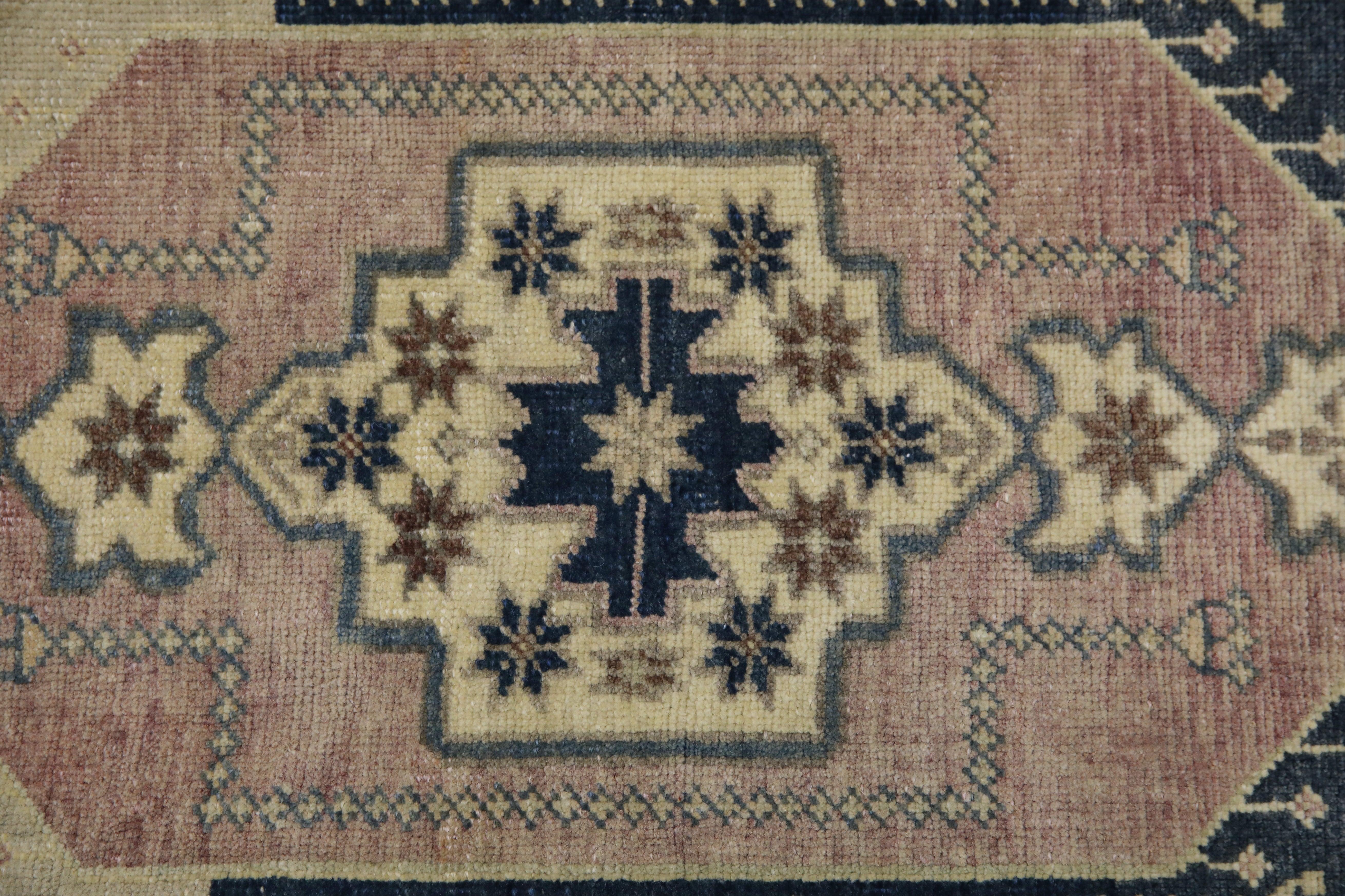 Oriental Hand Knots Rugs Vintage Turkish Mini Rug 1'10