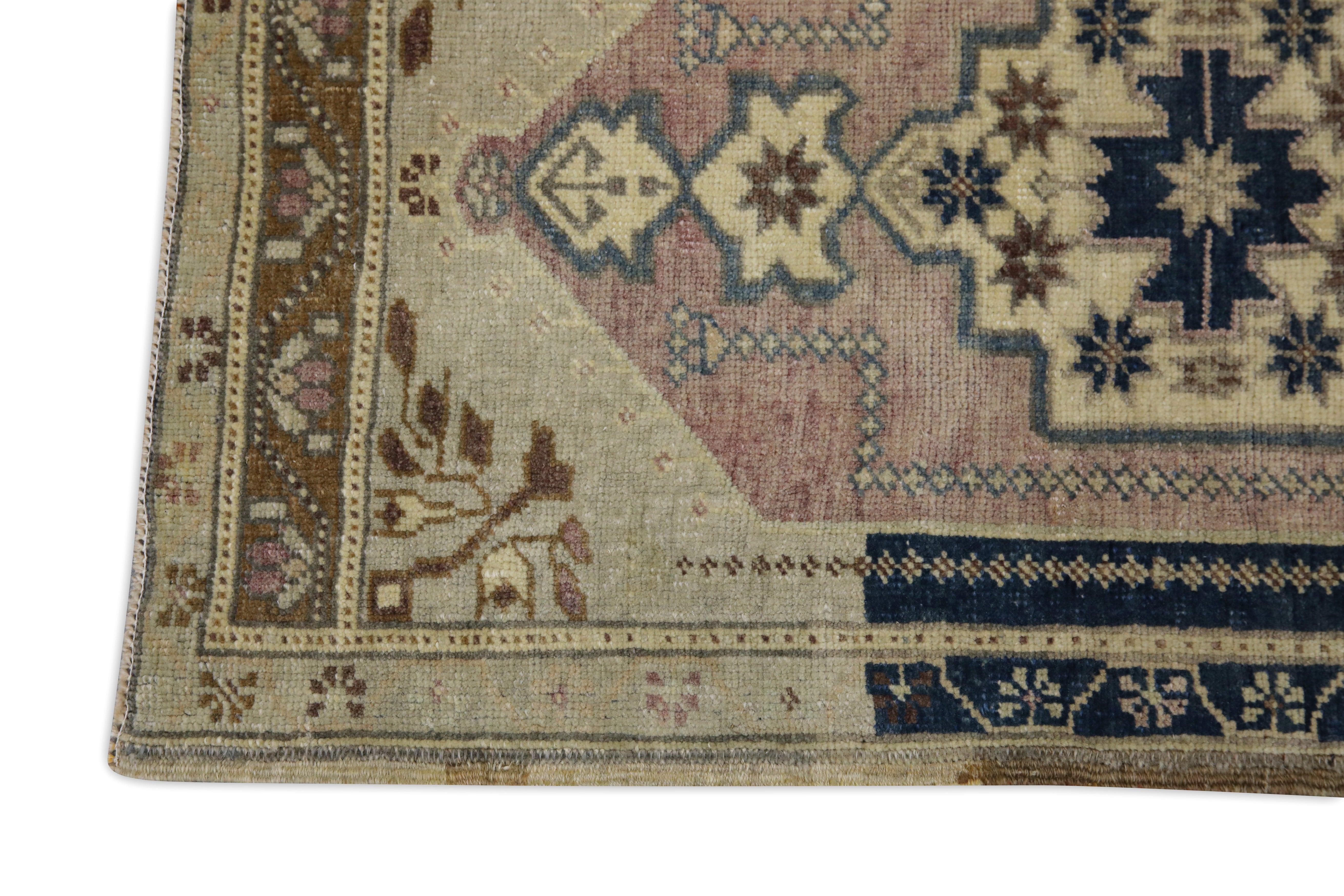 Hand-Knotted Oriental Hand Knotted Vintage Turkish Mini Rug 1'10