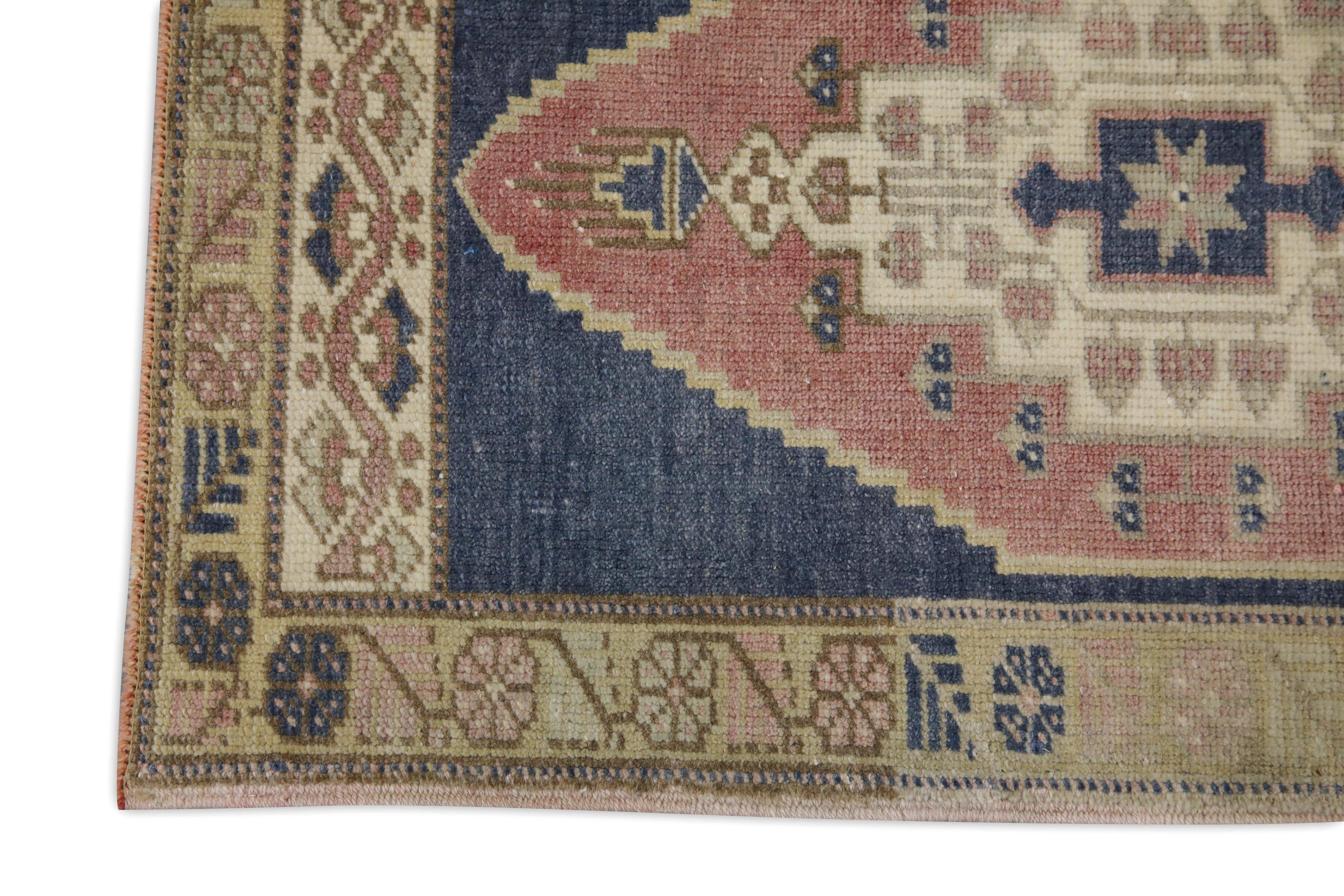 Turc Mini tapis turc vintage noué à la main 1'10