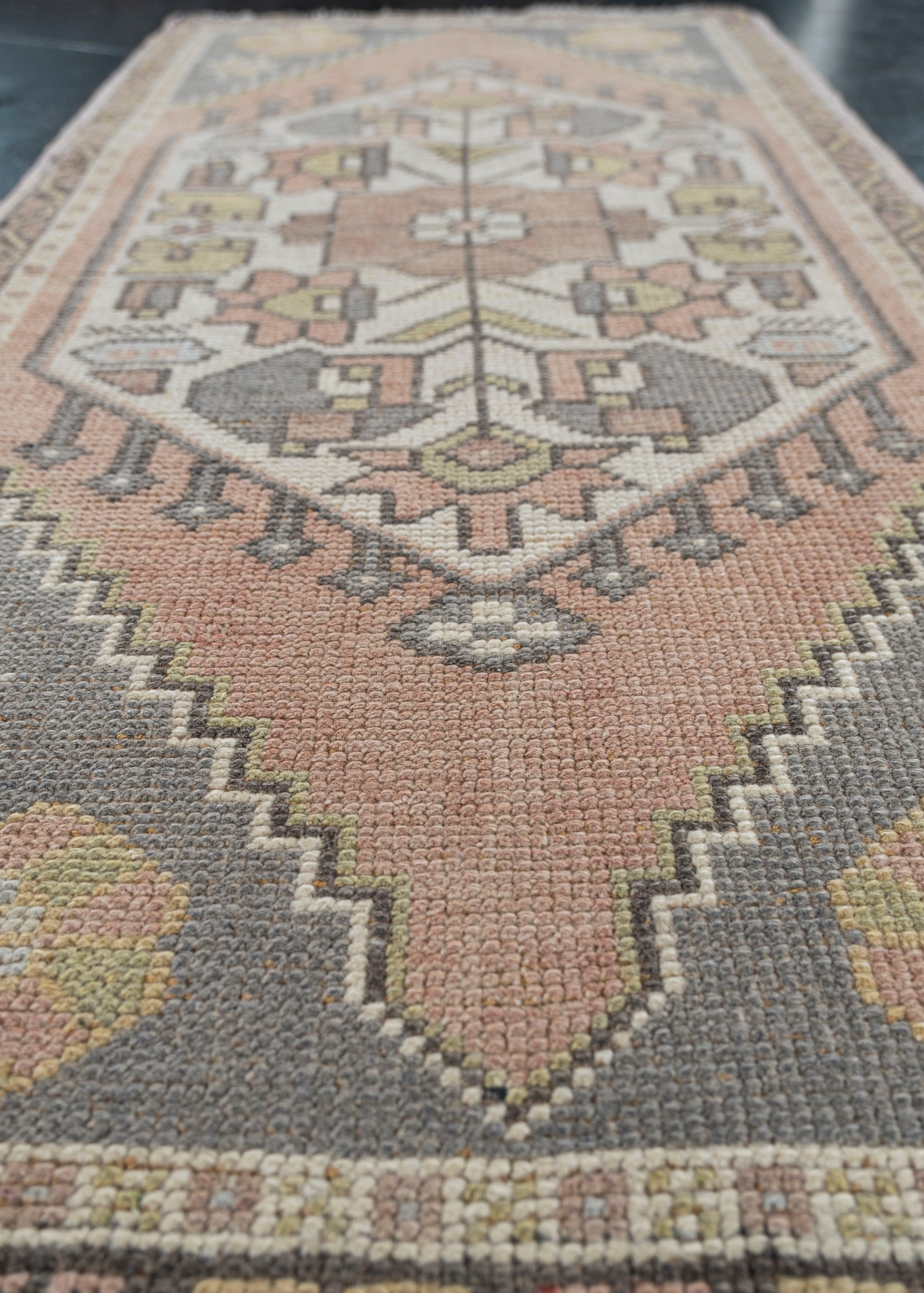 Turc Mini tapis turc vintage noué à la main 1'10