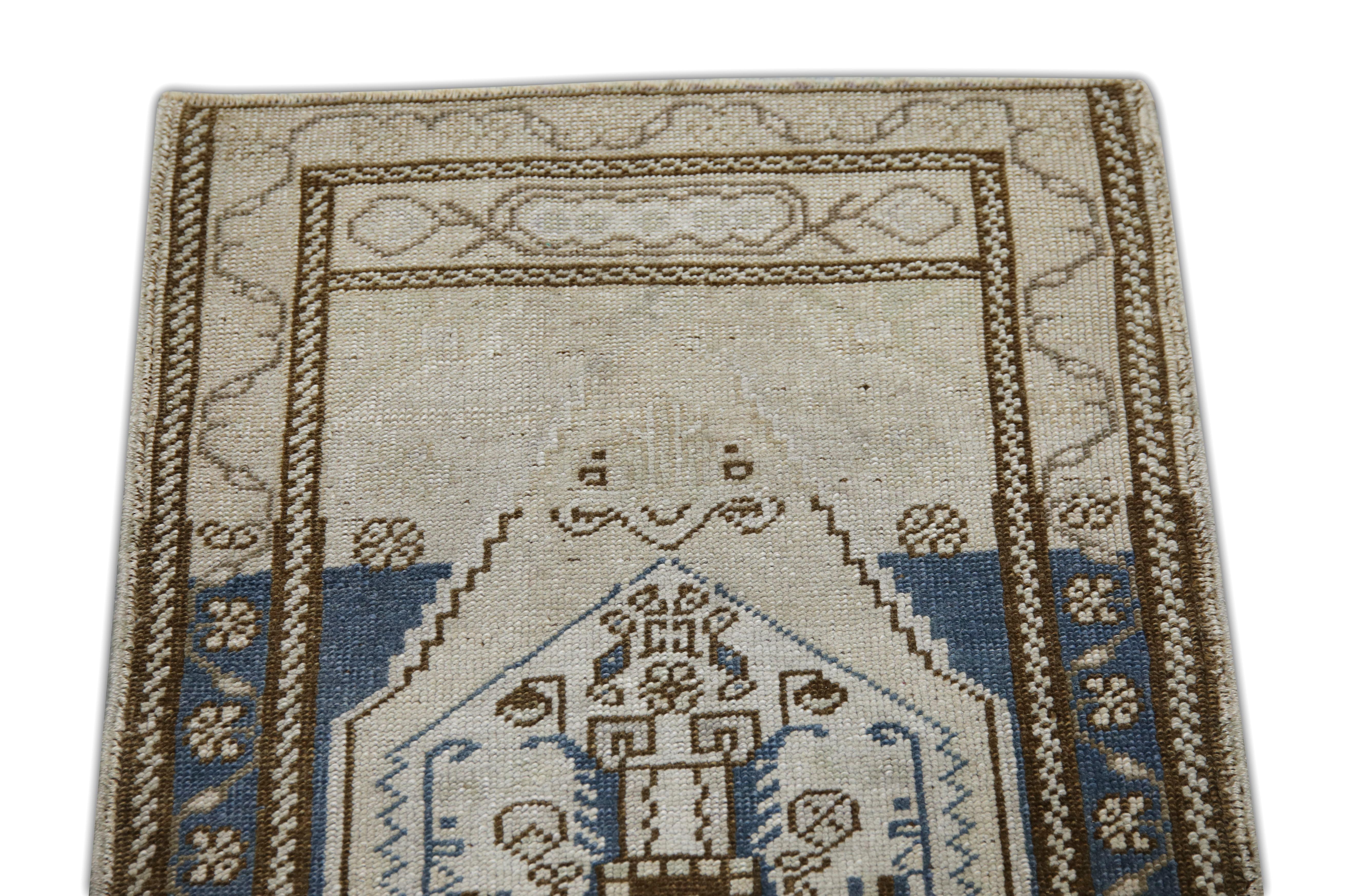 Orientalischer handgeknüpfter türkischer Vintage-Miniteppich 1'10
